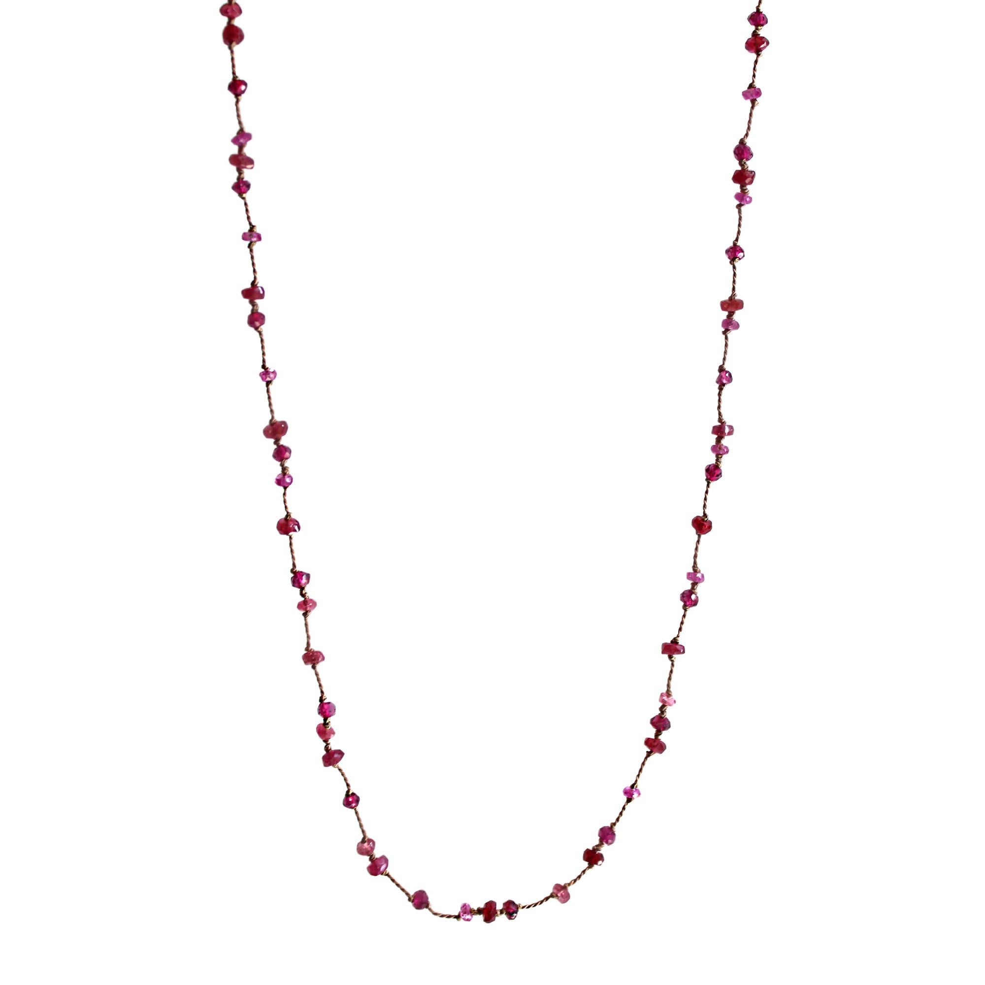 Round Shaped Ruby Gemstone Silk Necklace