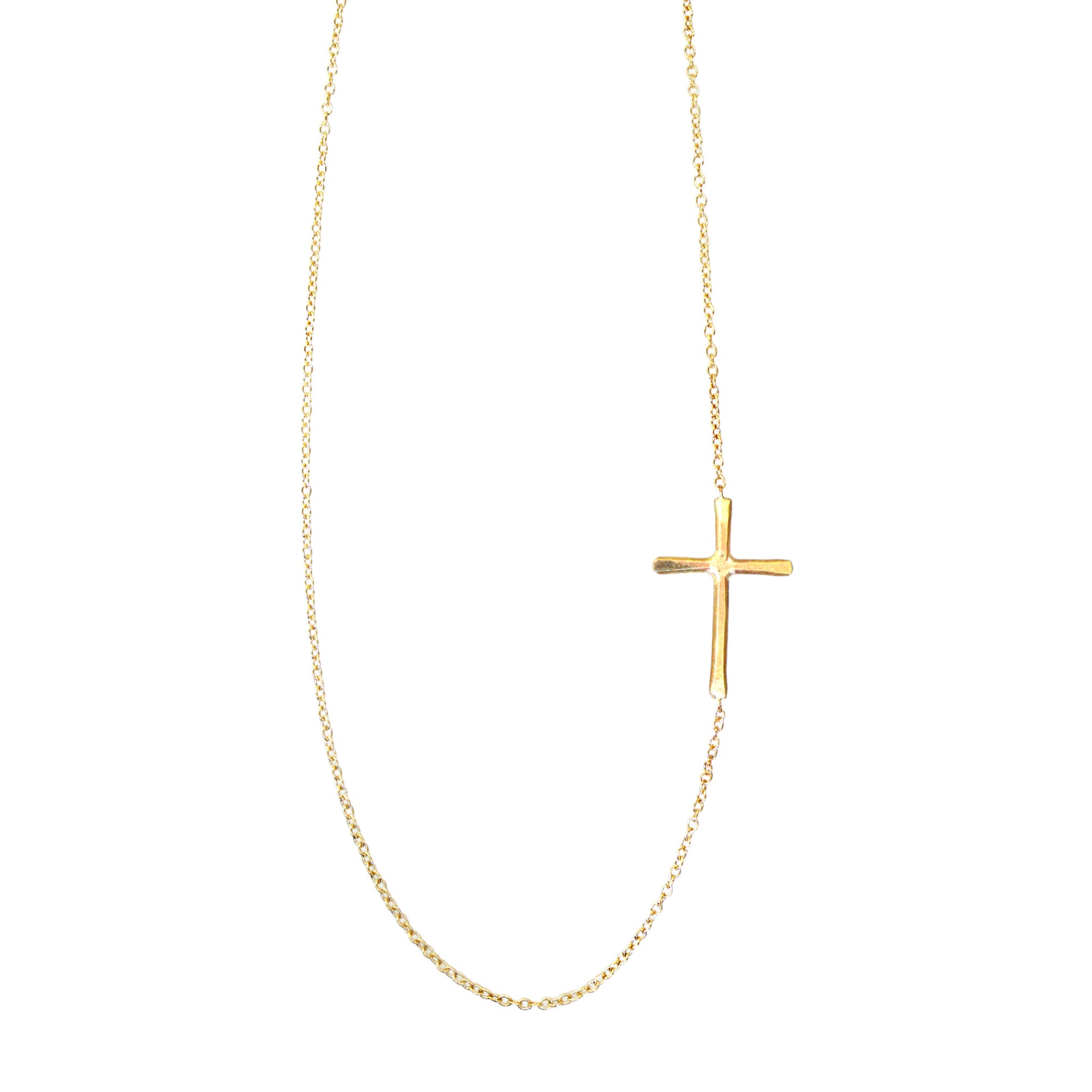 Yellow Gold Sideways Cross Necklace