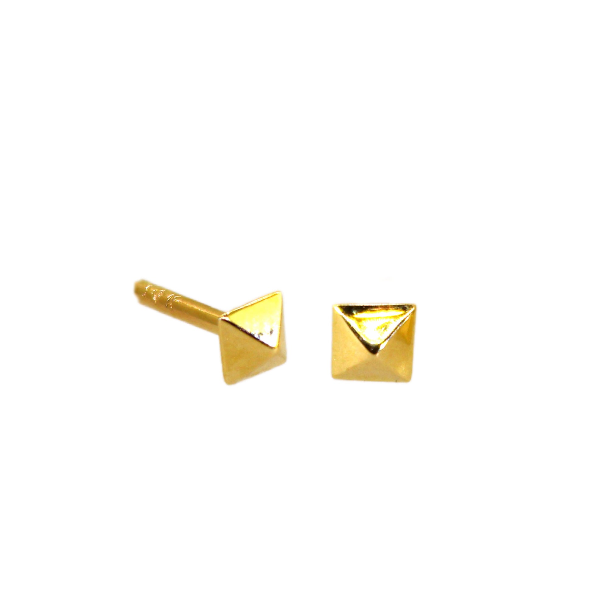 Yellow Gold Pyramid Studs