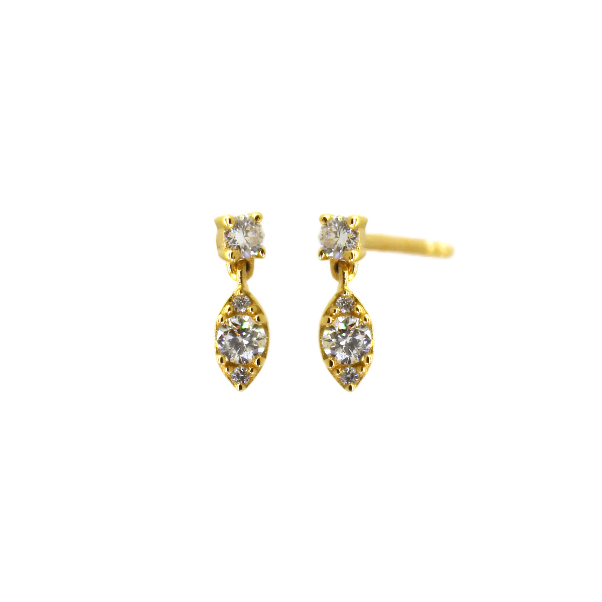 Round & Pear Diamond Dangle Studs