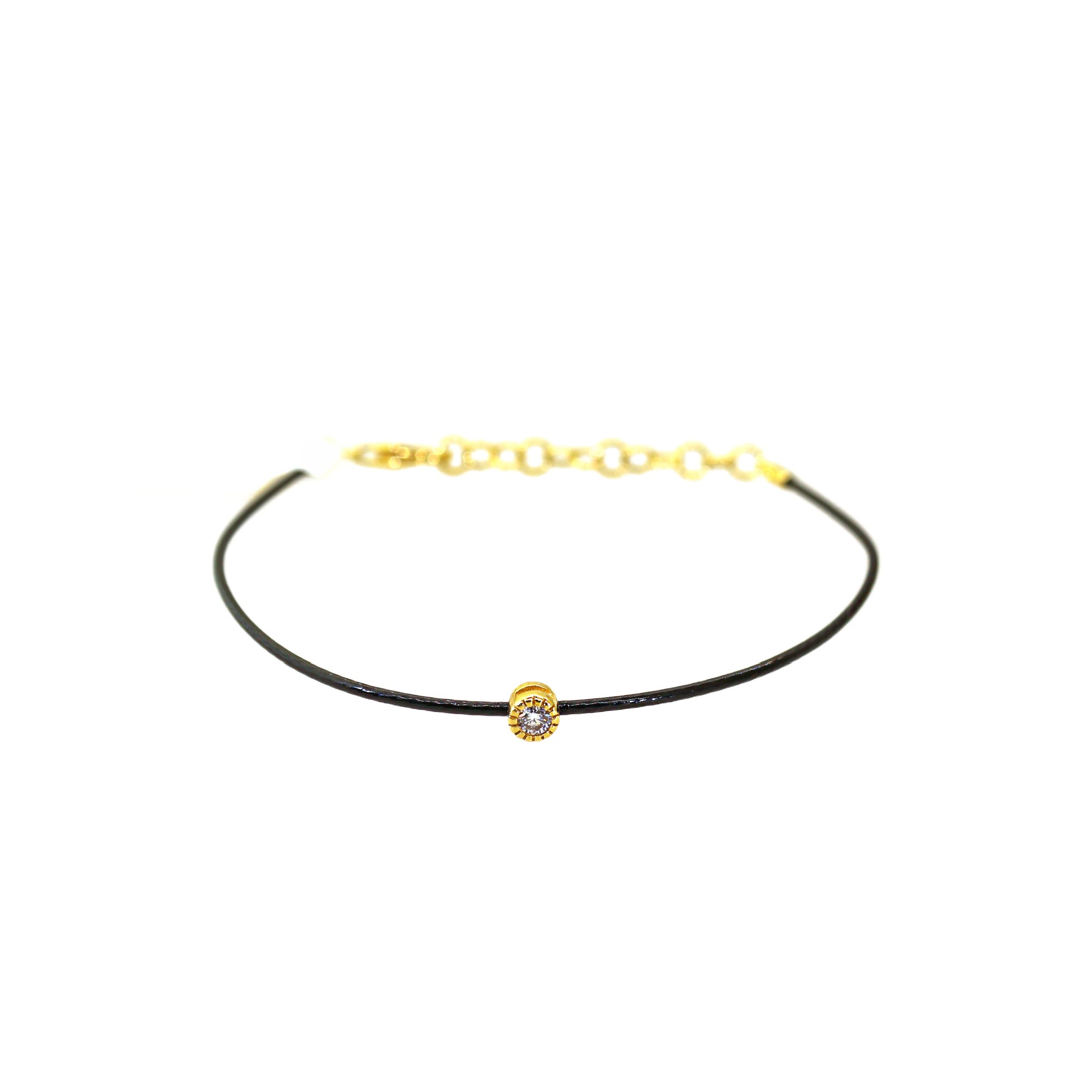 Black Wire & Single Diamond Bracelet