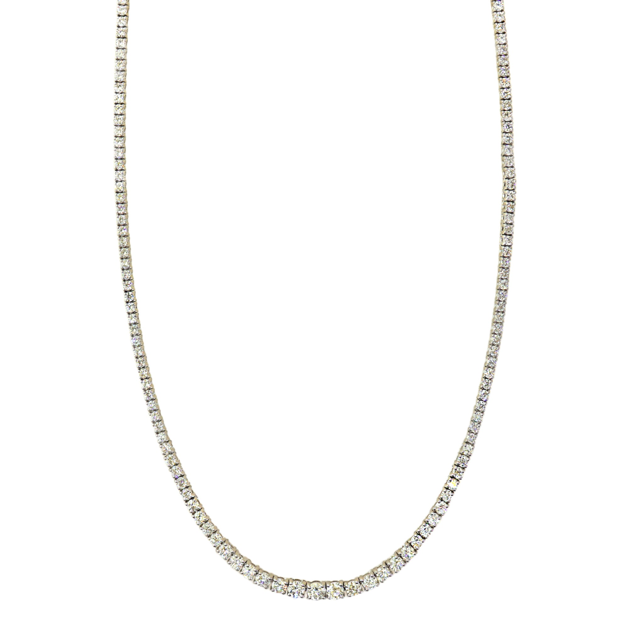 White Gold 5 Carat Graduated Diamond Tennis Necklace