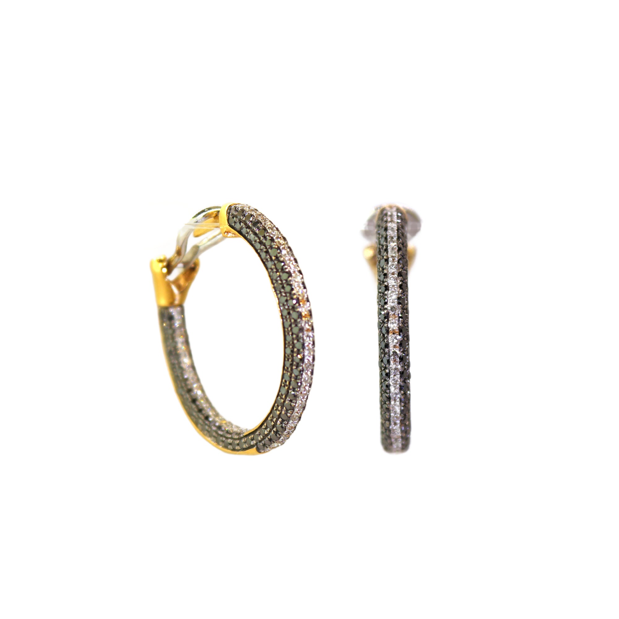 Black & White Diamond Mix Metal Hoops