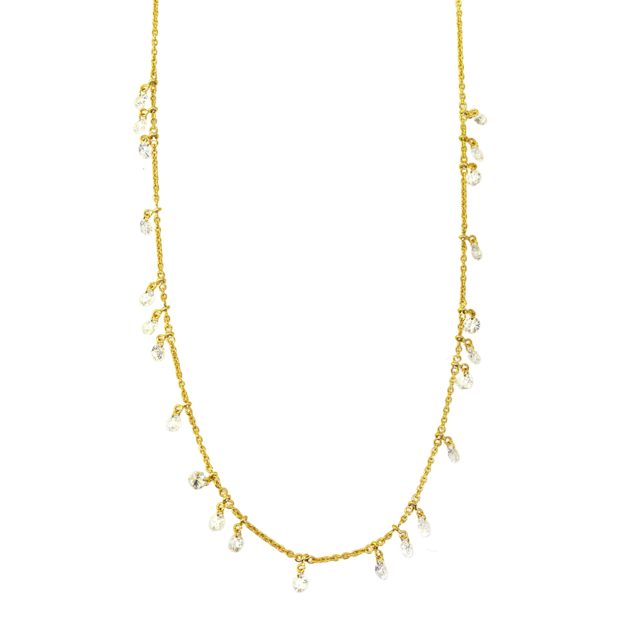 Yellow Gold 22 Drilled Diamond Dangle Necklace