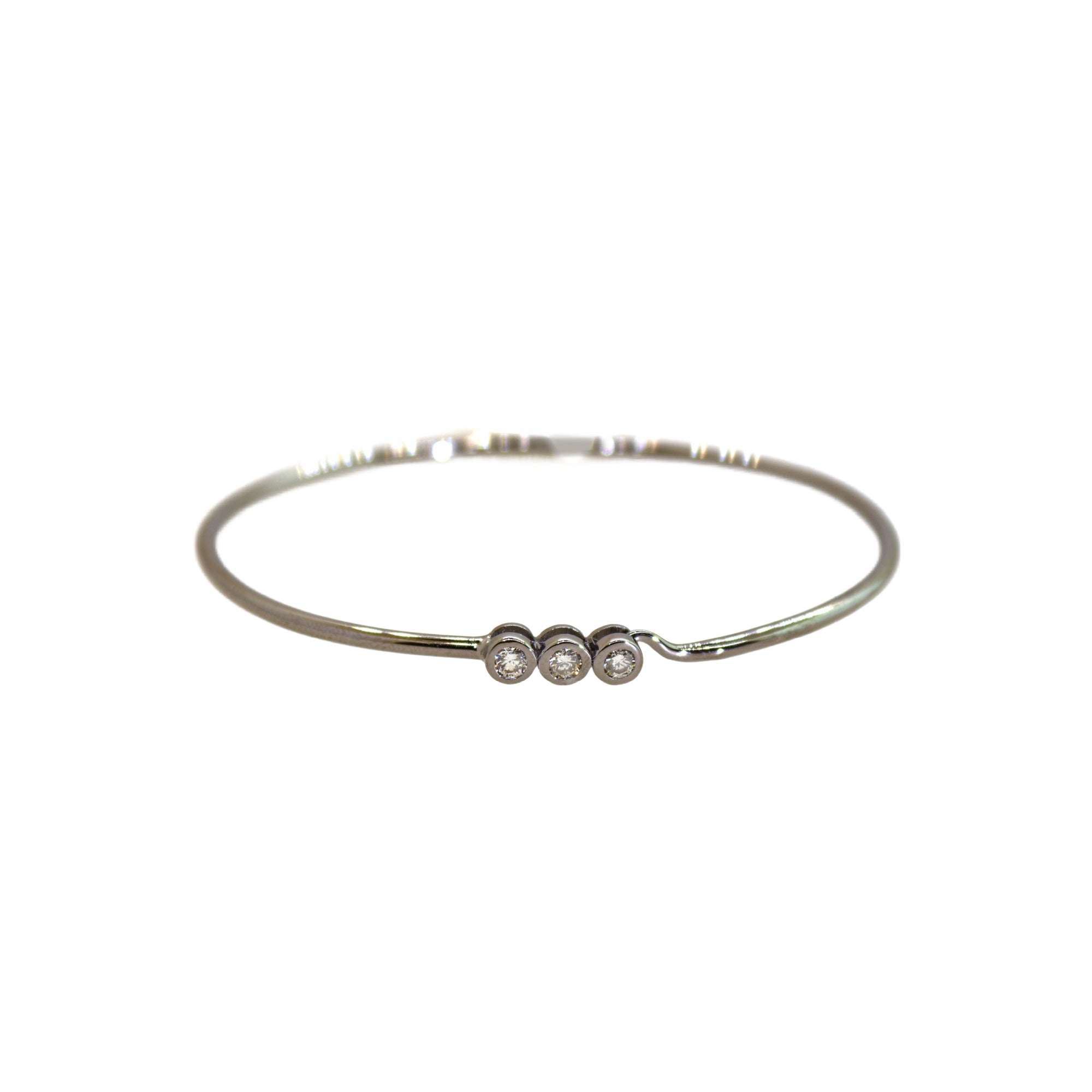 Three Bezeled Diamond Hook Closure Bracelet