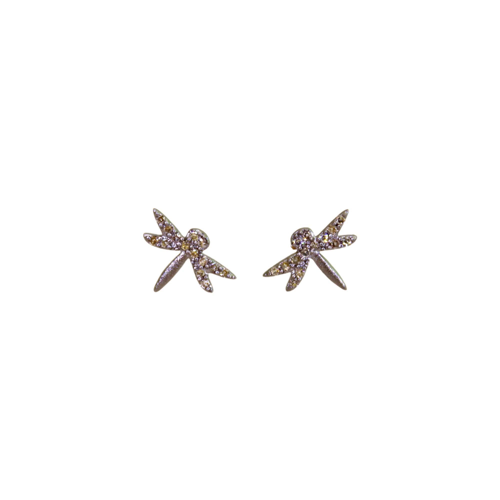 Silver & Diamond Dragonfly Studs