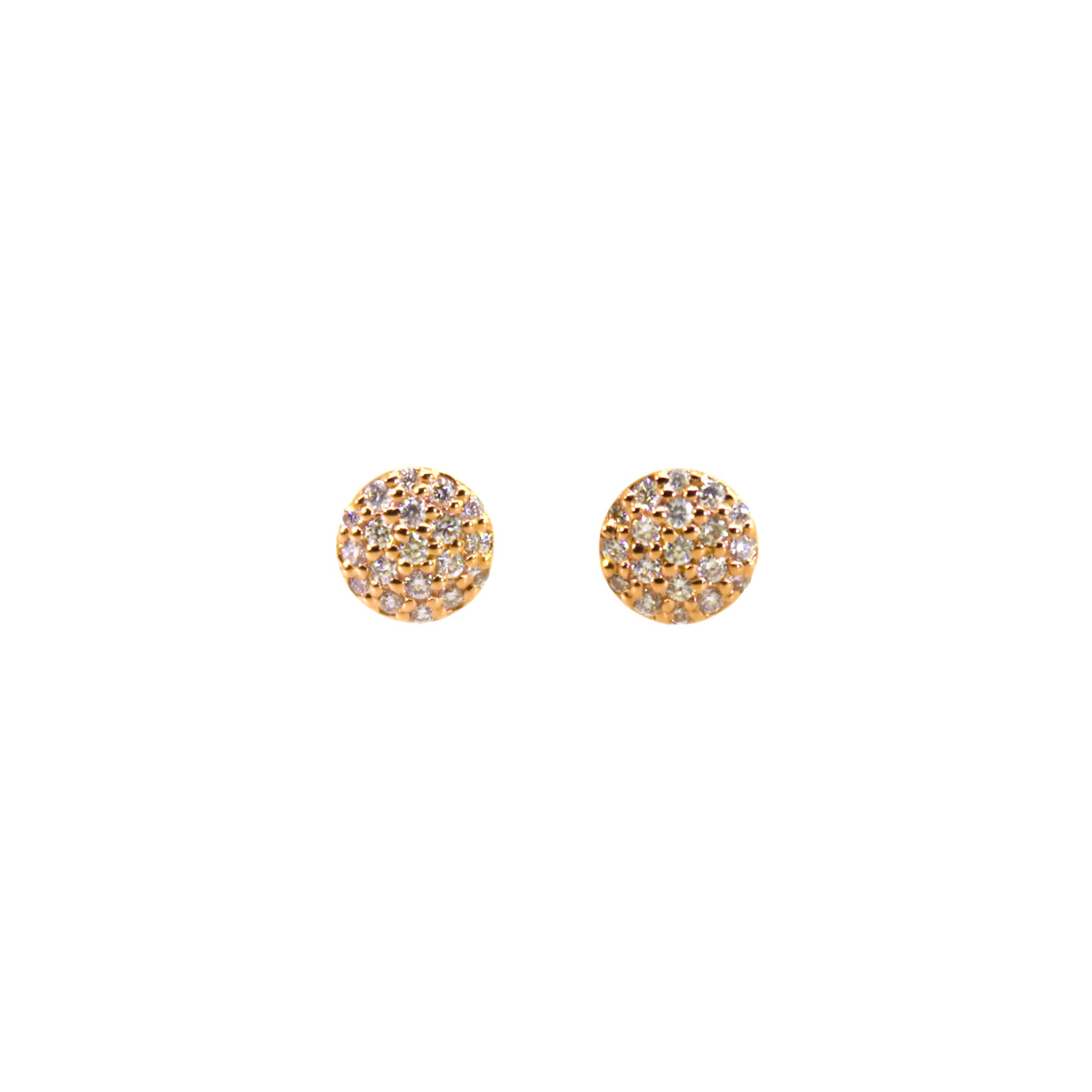Rose Gold Pave Diamond Disc Studs