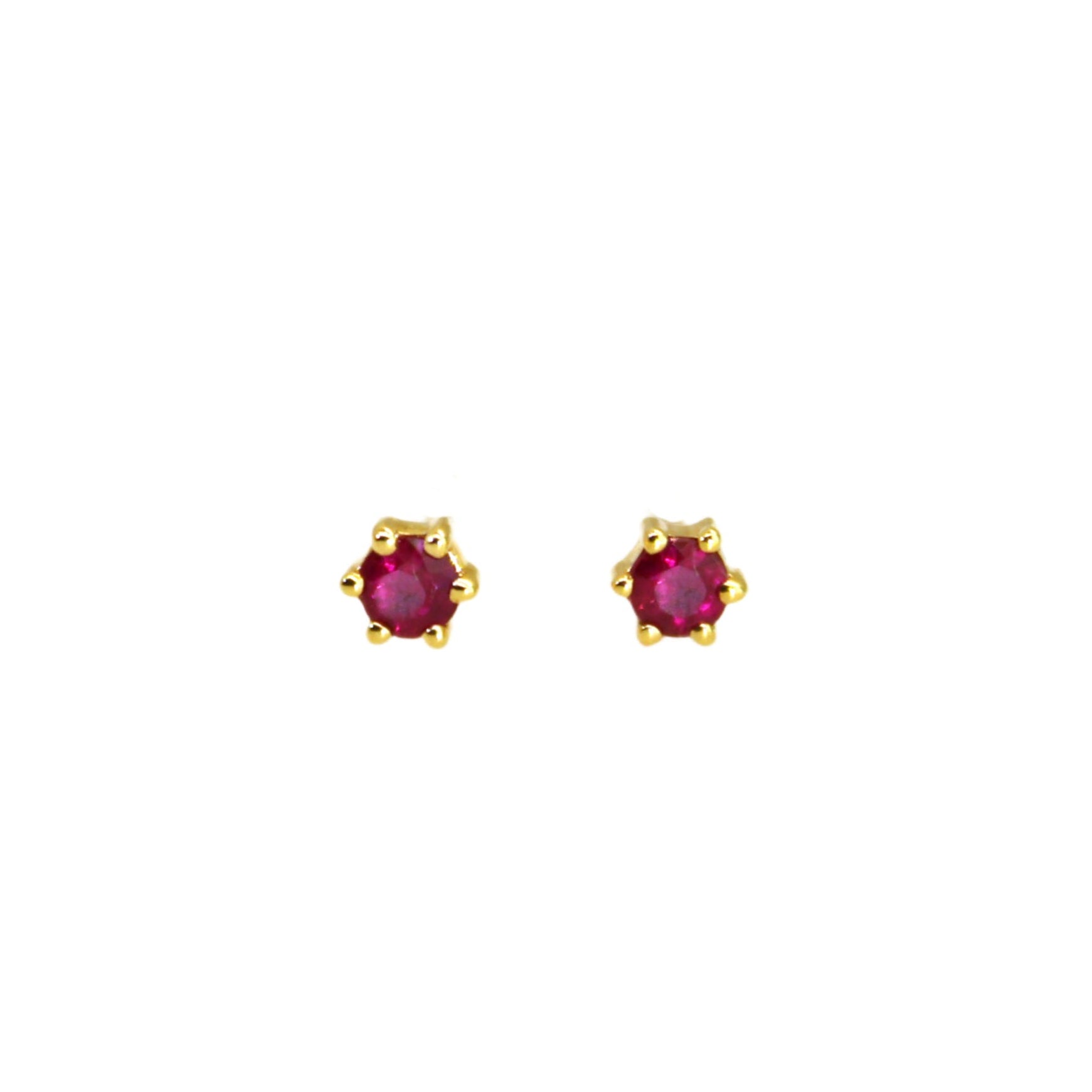 Ruby Hexagon Gold Studs
