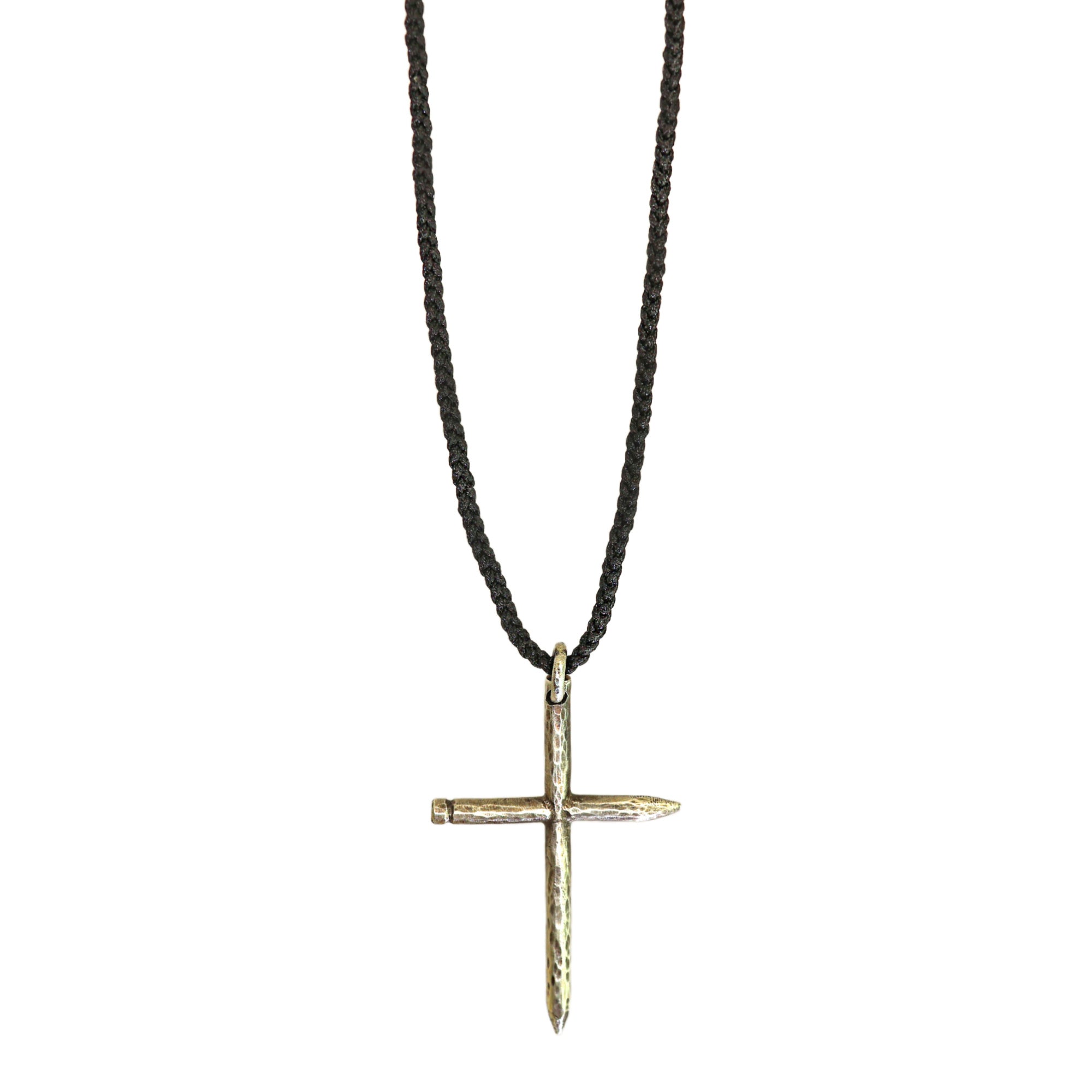 Black Macrame Nail Cross Necklace
