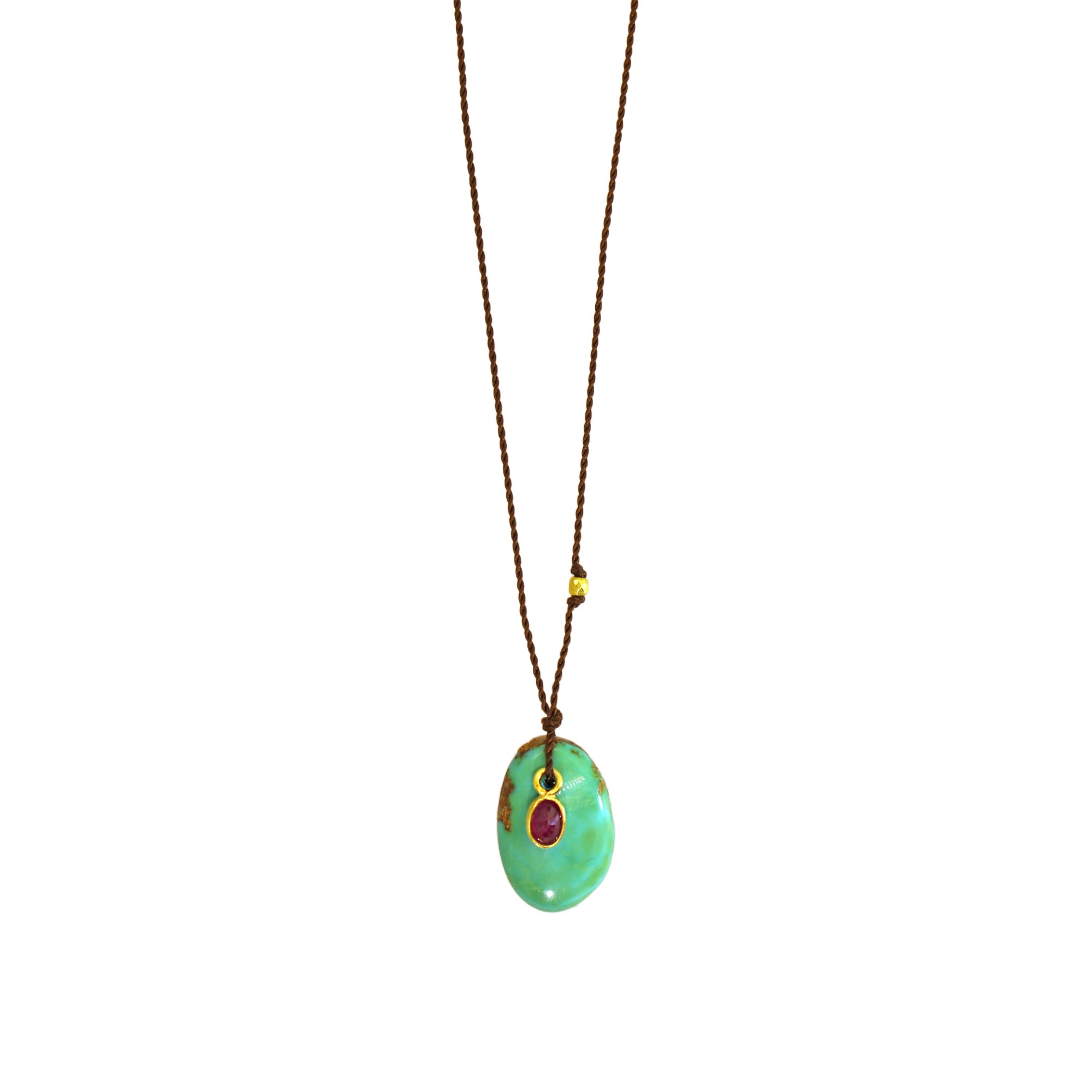 Turquoise & Ruby Silk Necklace
