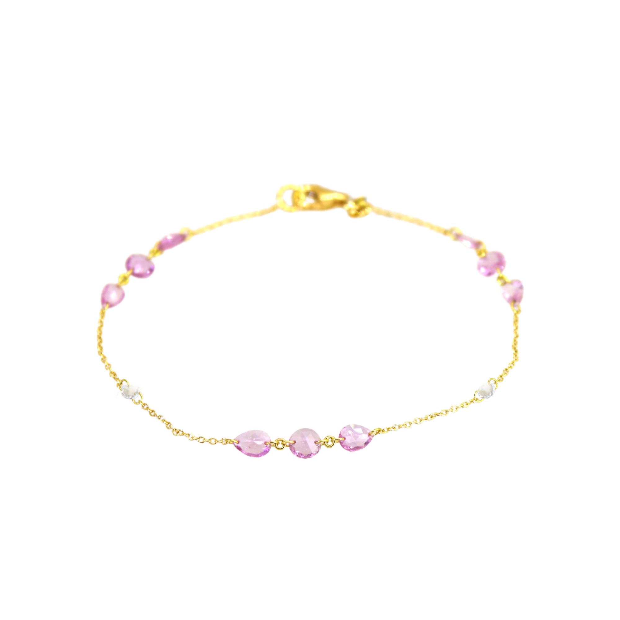 Drilled Pink Sapphire & Diamond Bracelet