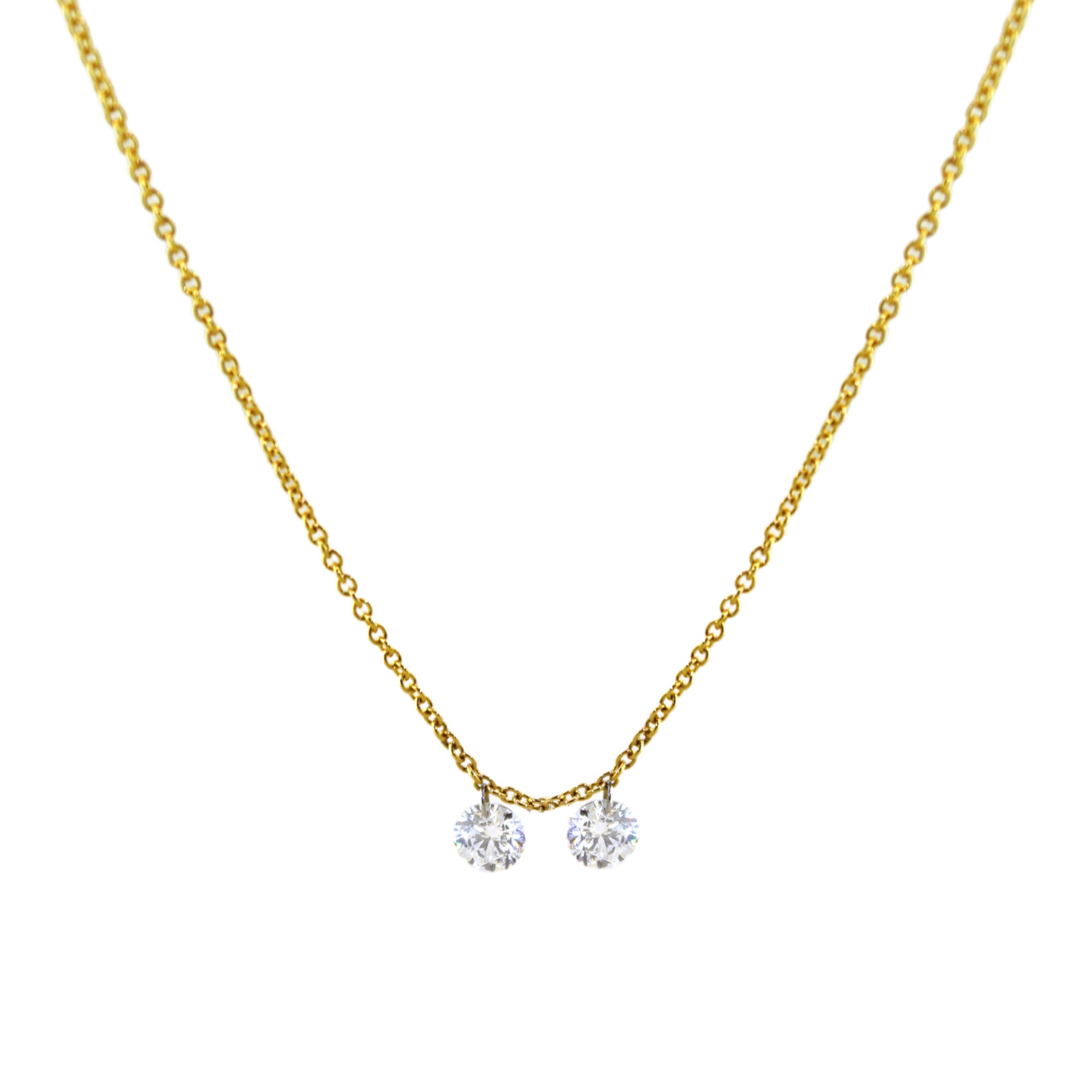 Double Drilled Diamond Dangle Necklace