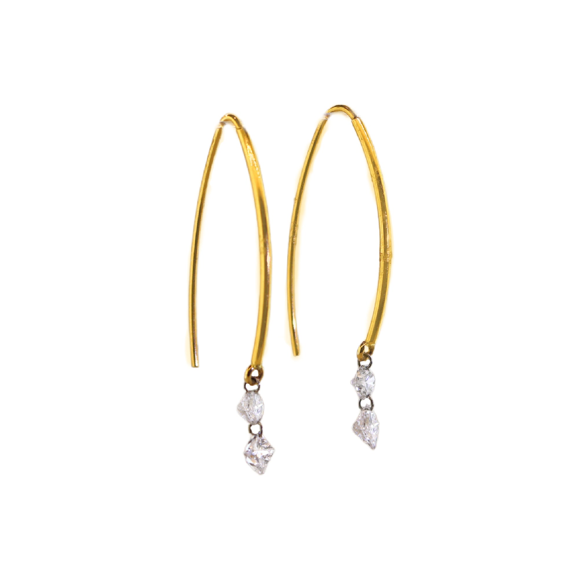 Double Drilled Diamond Dangle Hook Earrings
