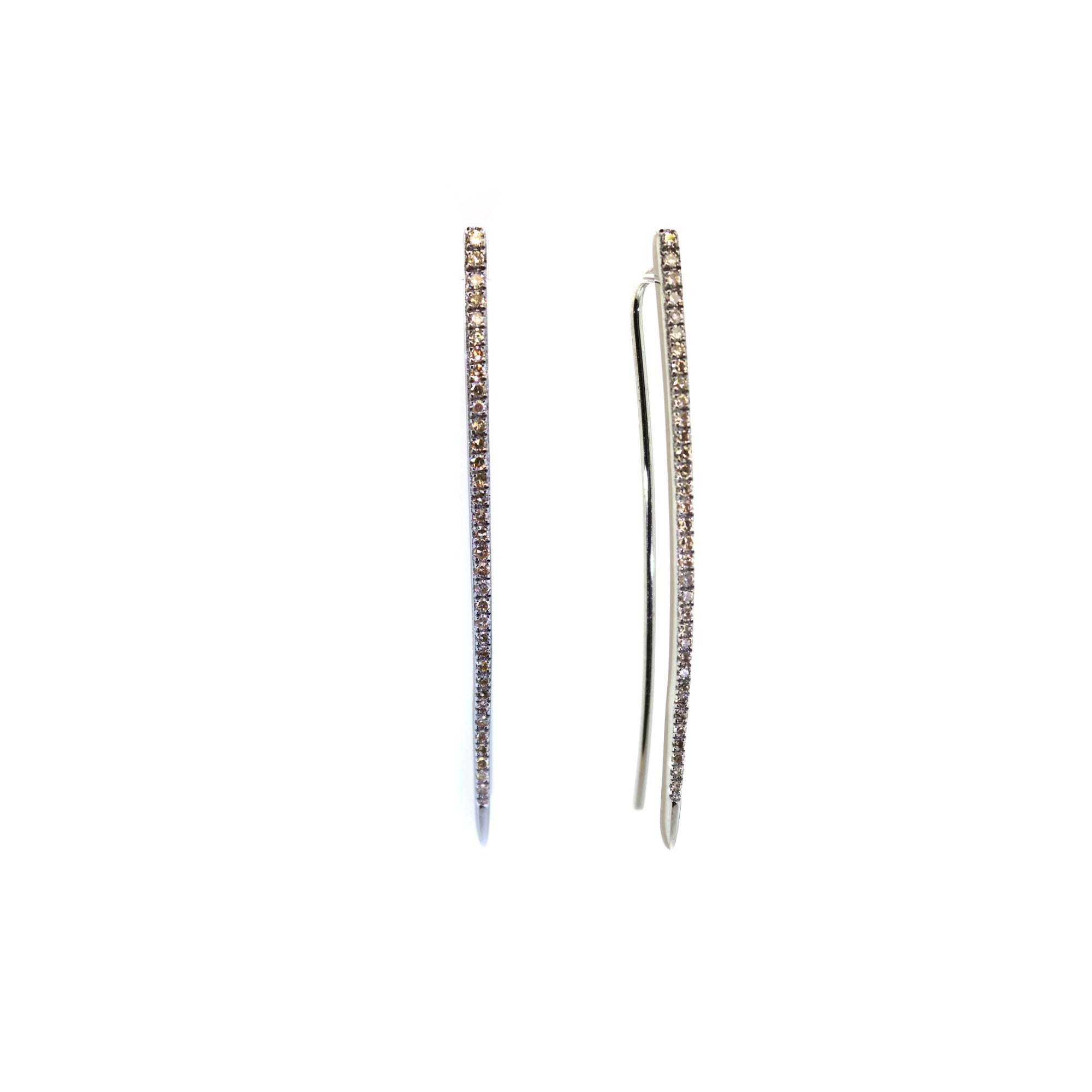 Silver Pave Diamond Spear Earrings