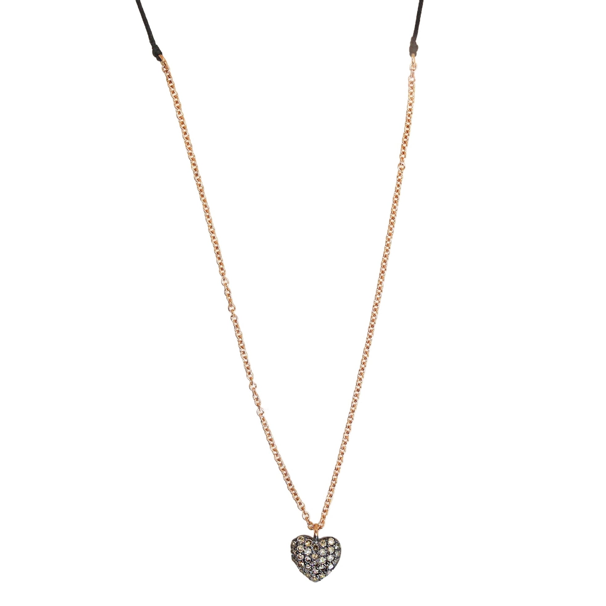Silver Pave Diamond Heart Mix Metal Necklace