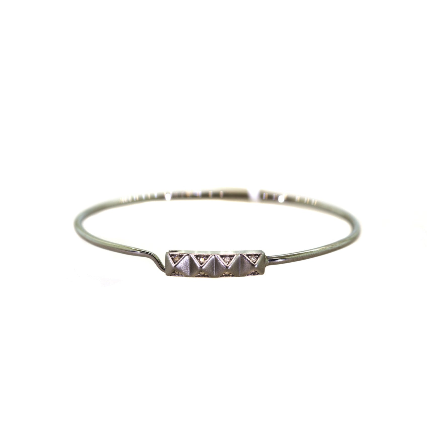 Silver Pyramid Diamond Bangle