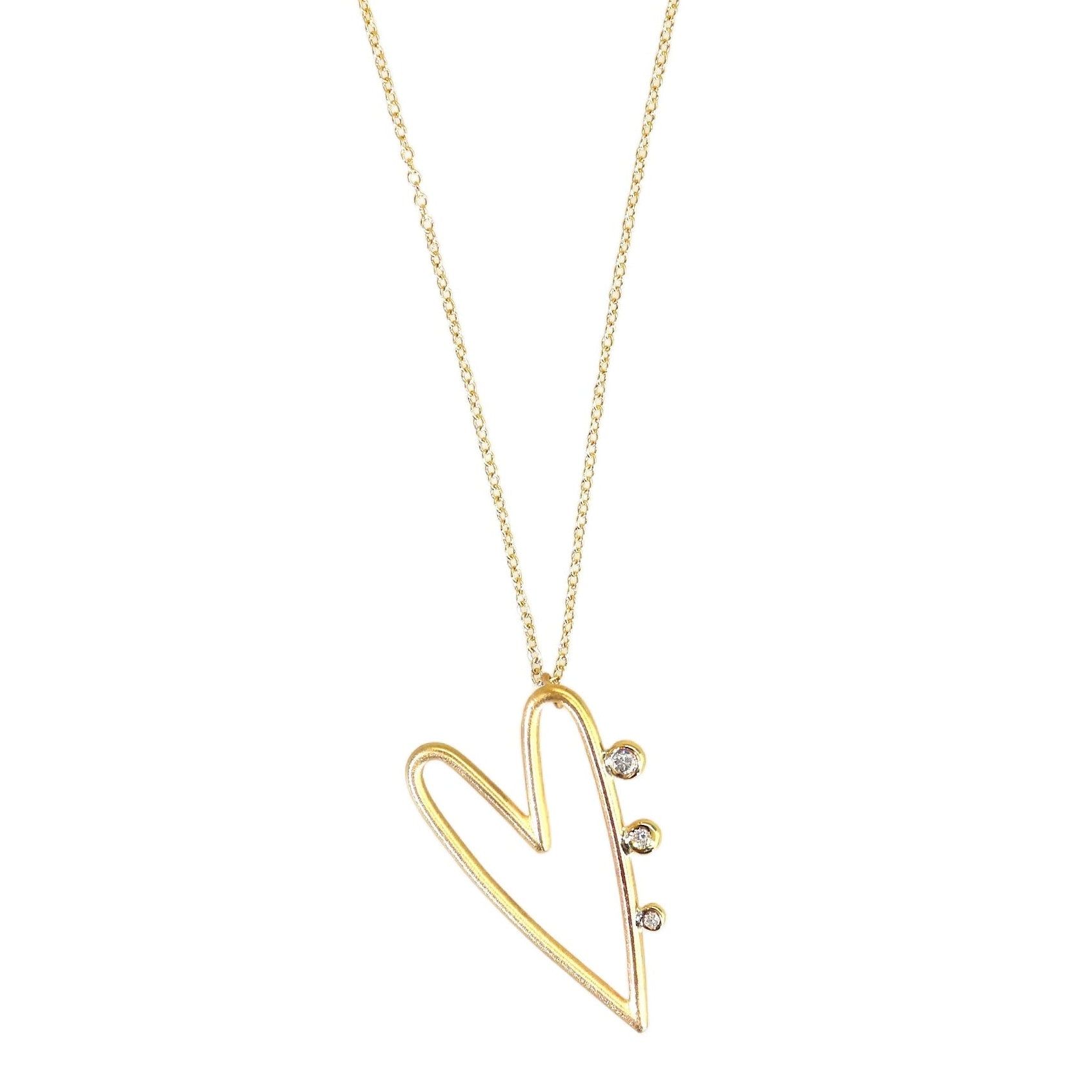 Yellow Gold Elongated Diamond Heart