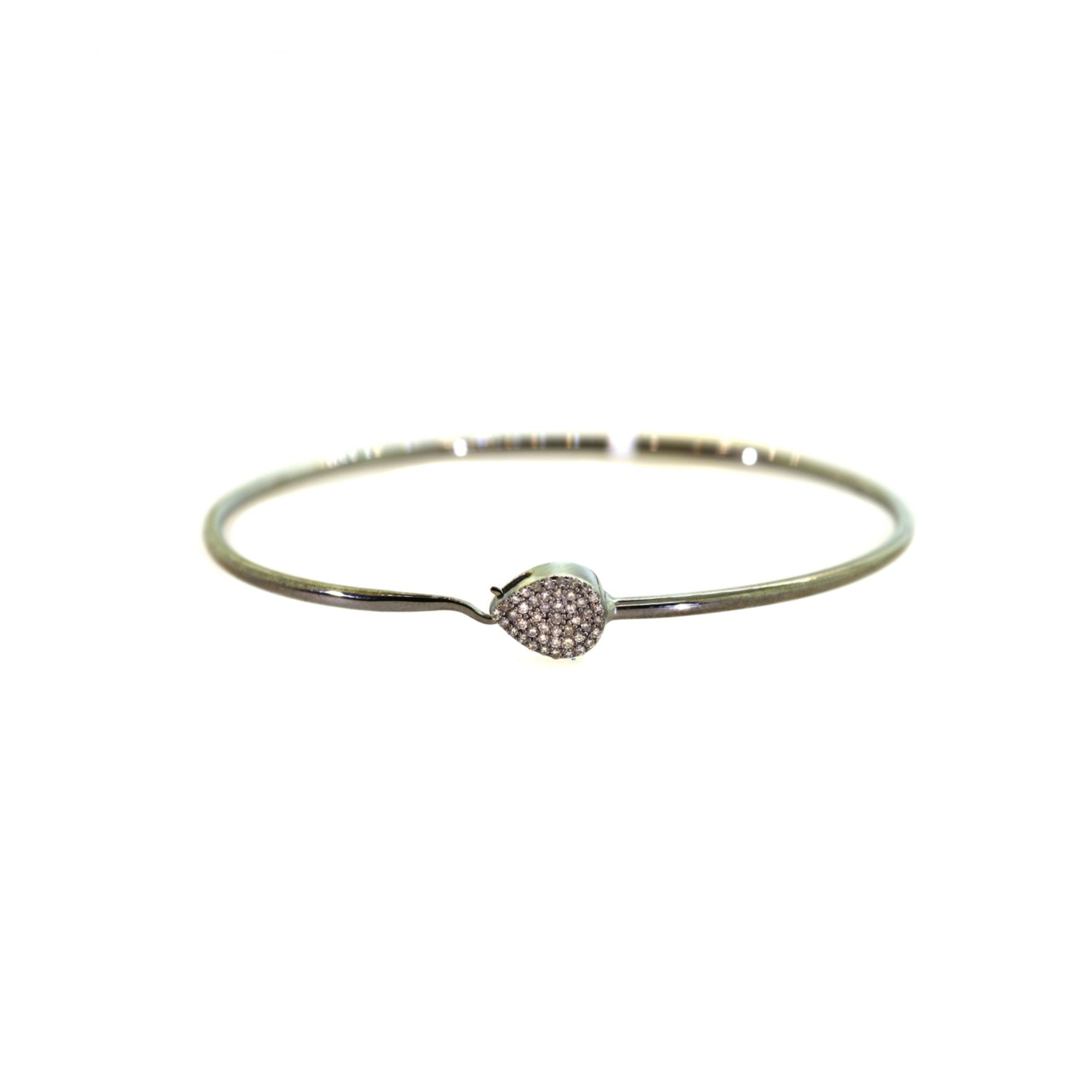 Silver Pave Diamond Pear Hook Closure Bracelet