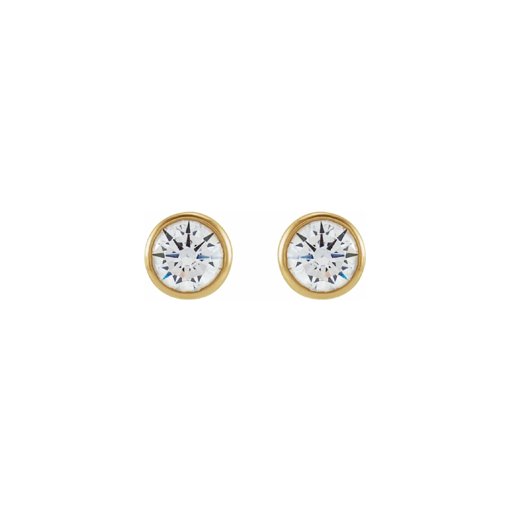 Yellow Gold Diamond Bezeled Studs