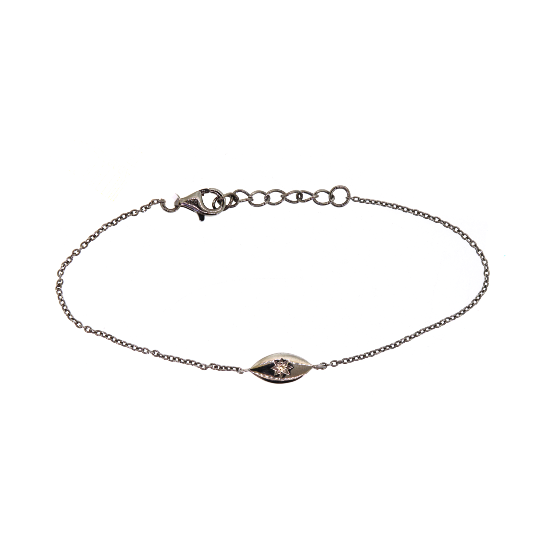 Silver Diamond Evil Eye Chain Bracelet