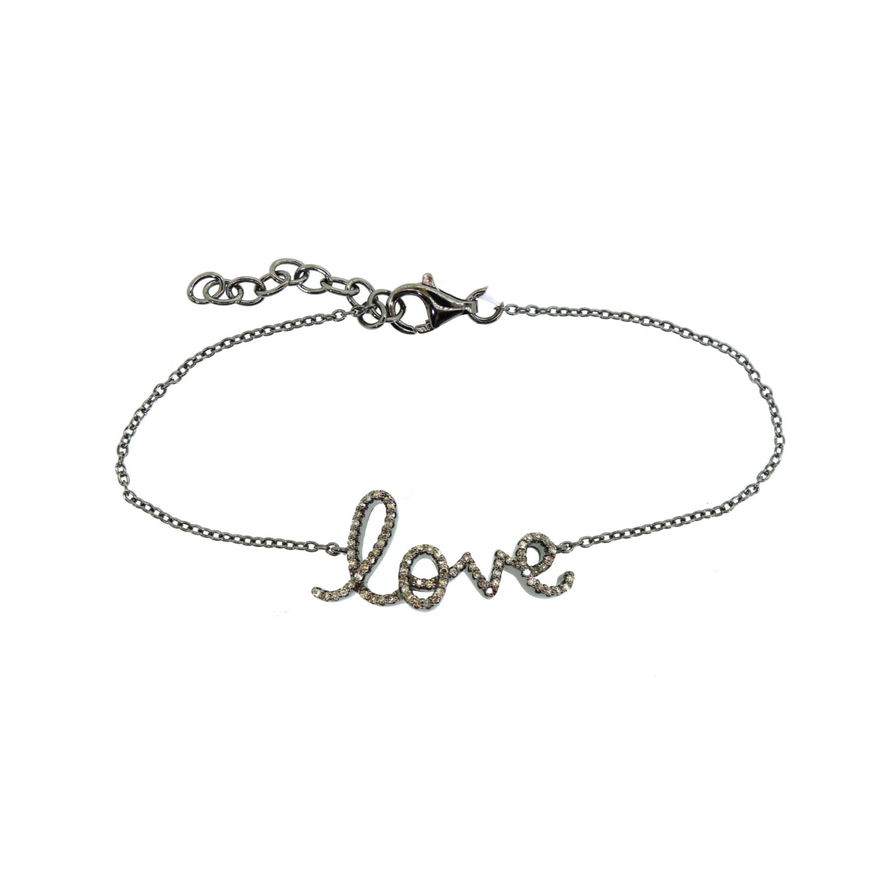 Silver Diamond Love Chain Bracelet