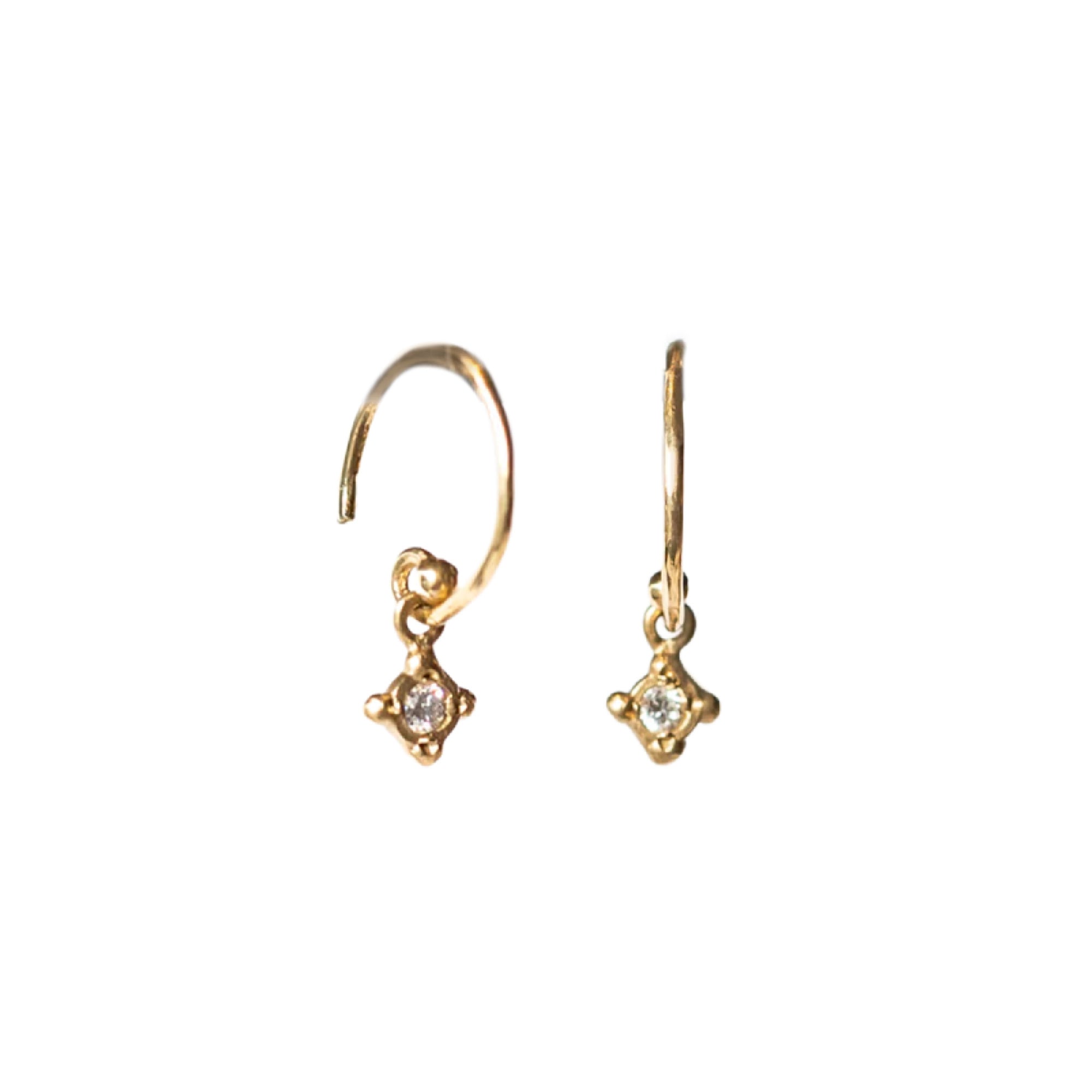 14K Tiny Bezel Drop Earring