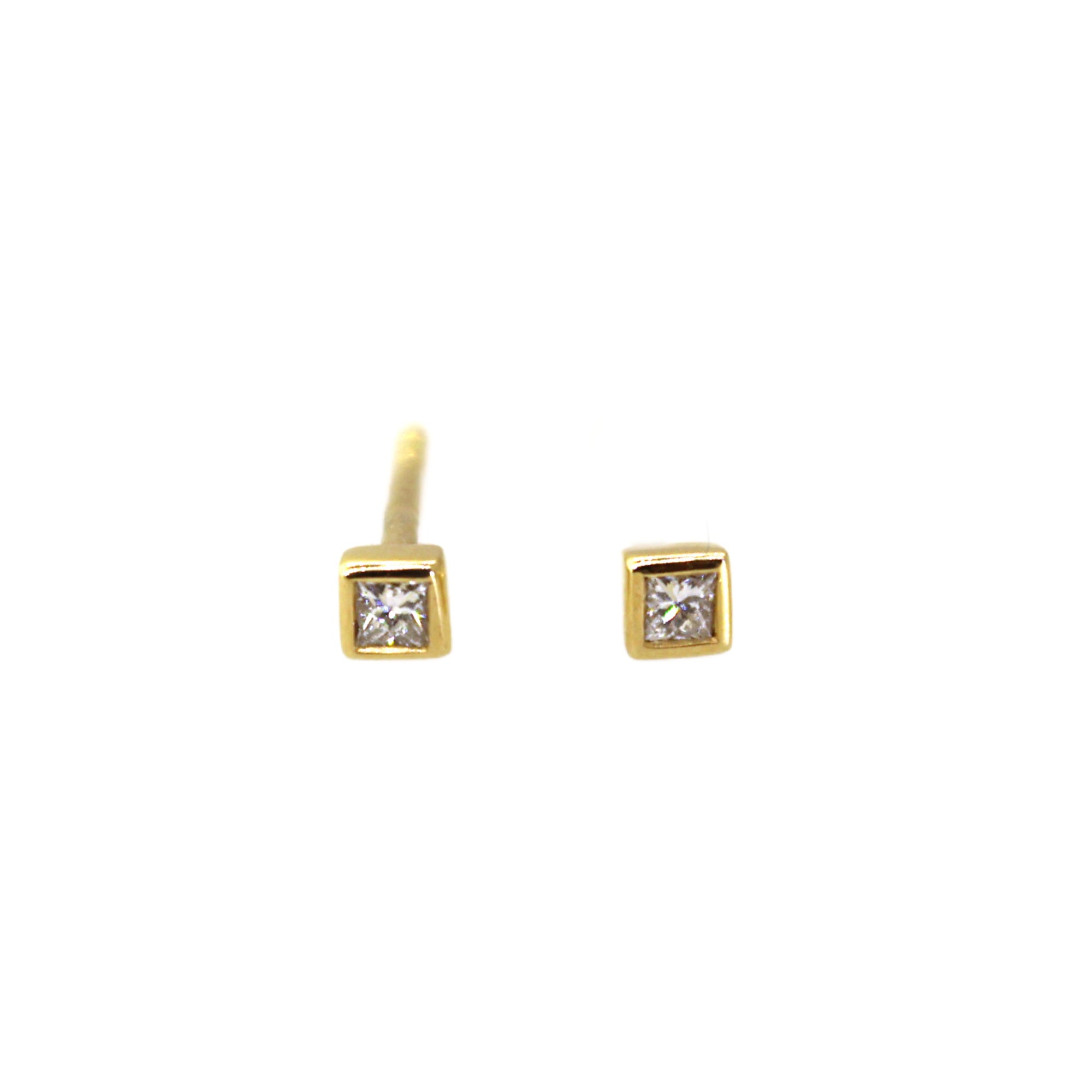 Diamond Squared Bezel Studs