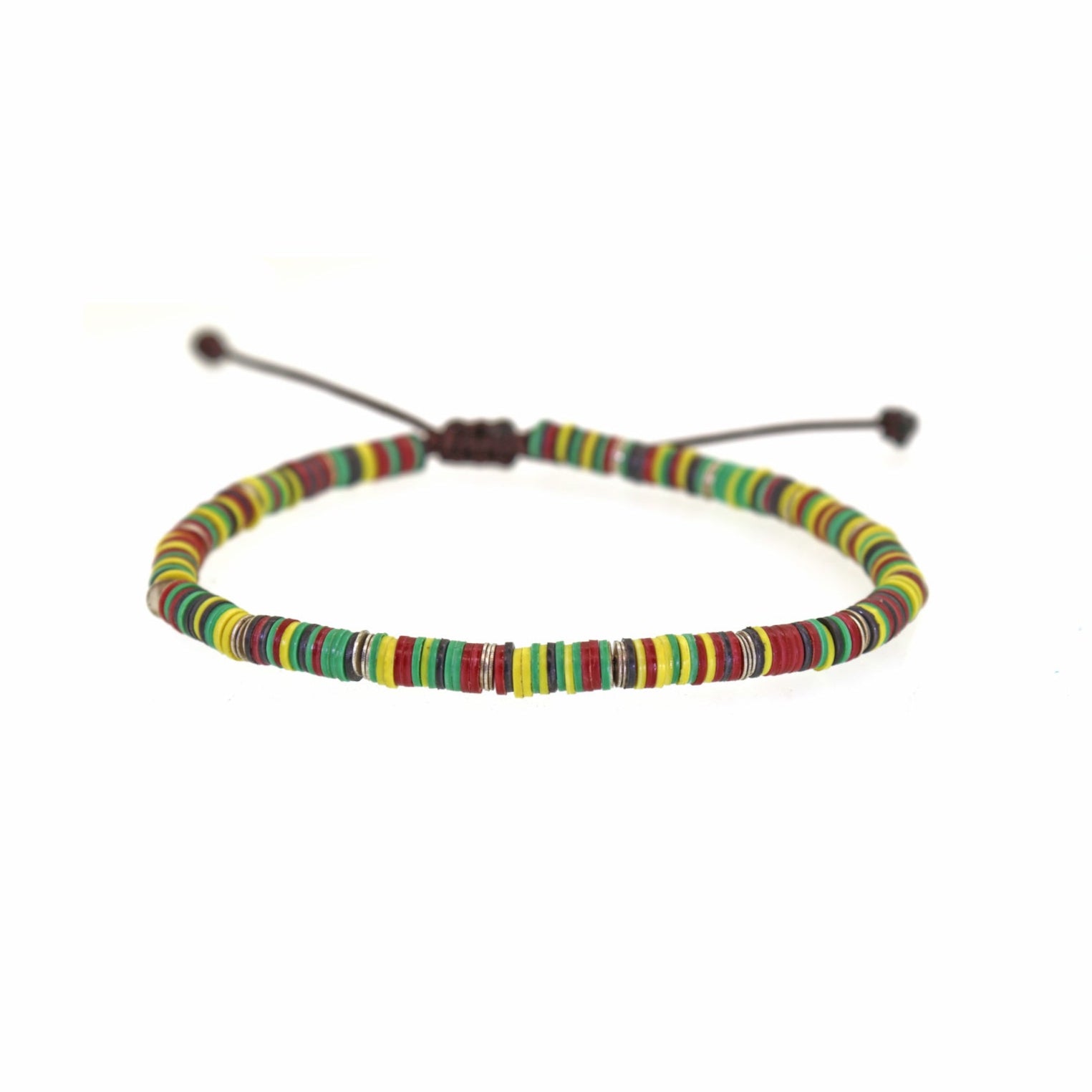 Multicolored Disc Slip Knot Closure Bracelet