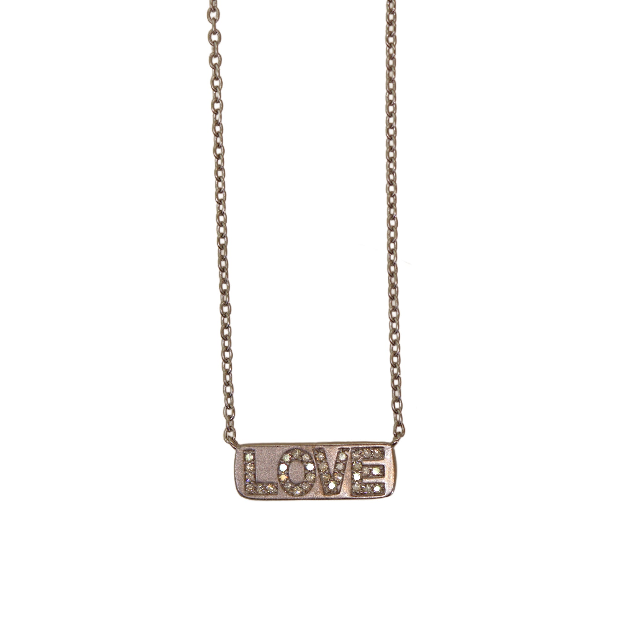 Silver Brick Diamond Love Necklace
