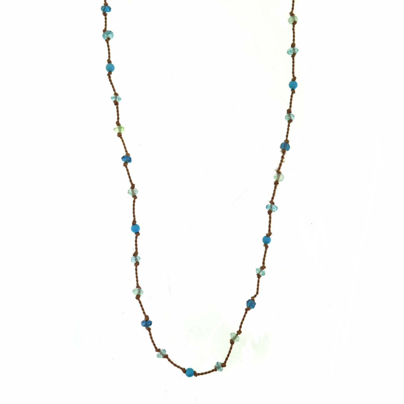 Multicolored Blue Gemstone Silk Necklace