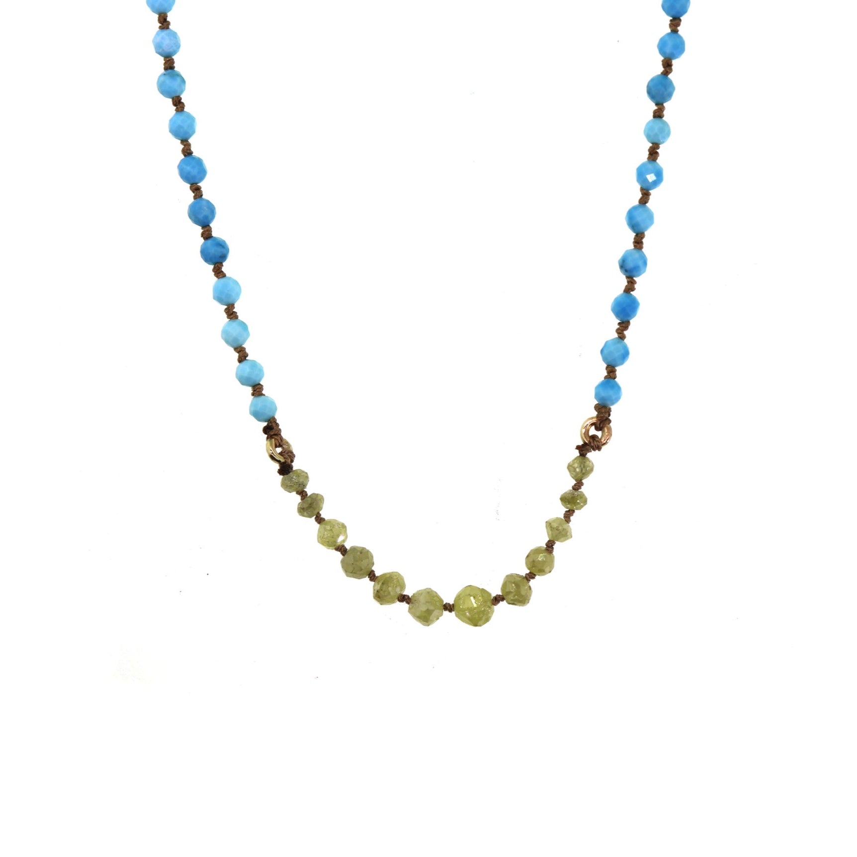 Yellow Diamond & Turquoise Silk Necklace