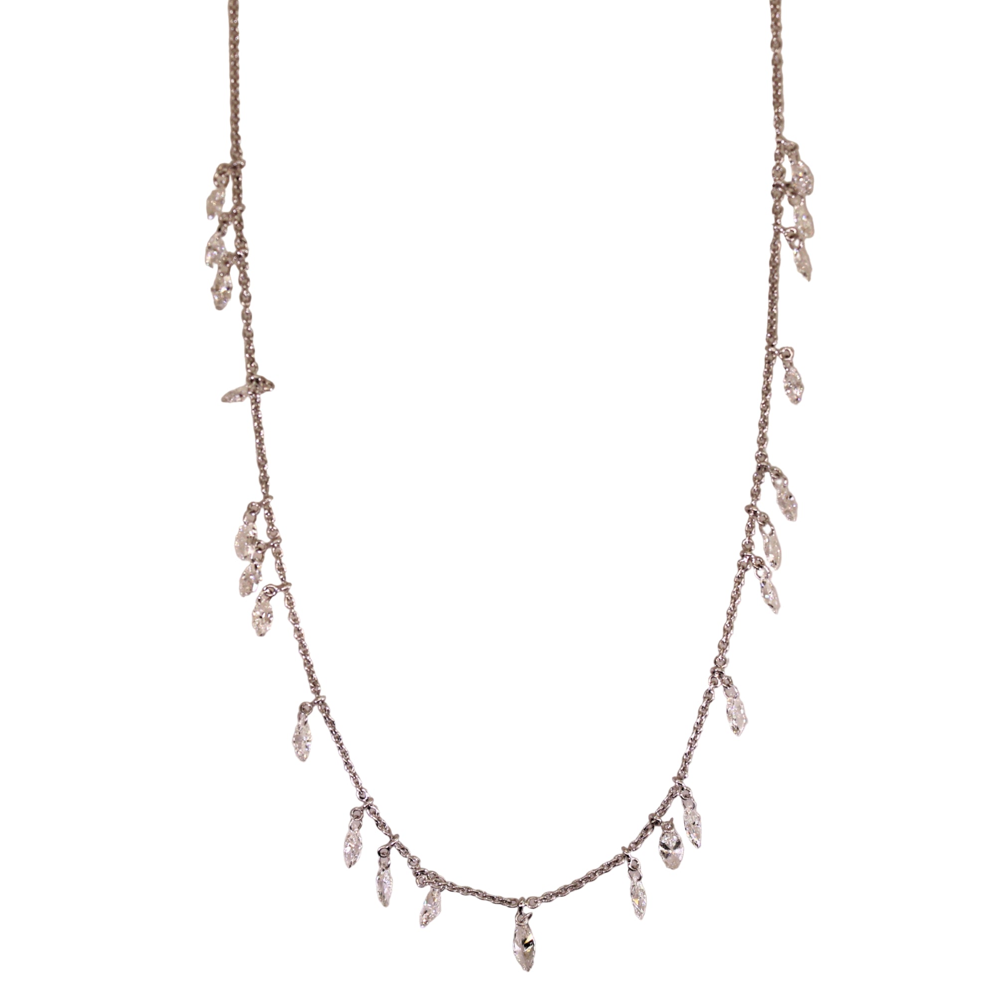 Marquise Drilled Diamond Dangle Necklace