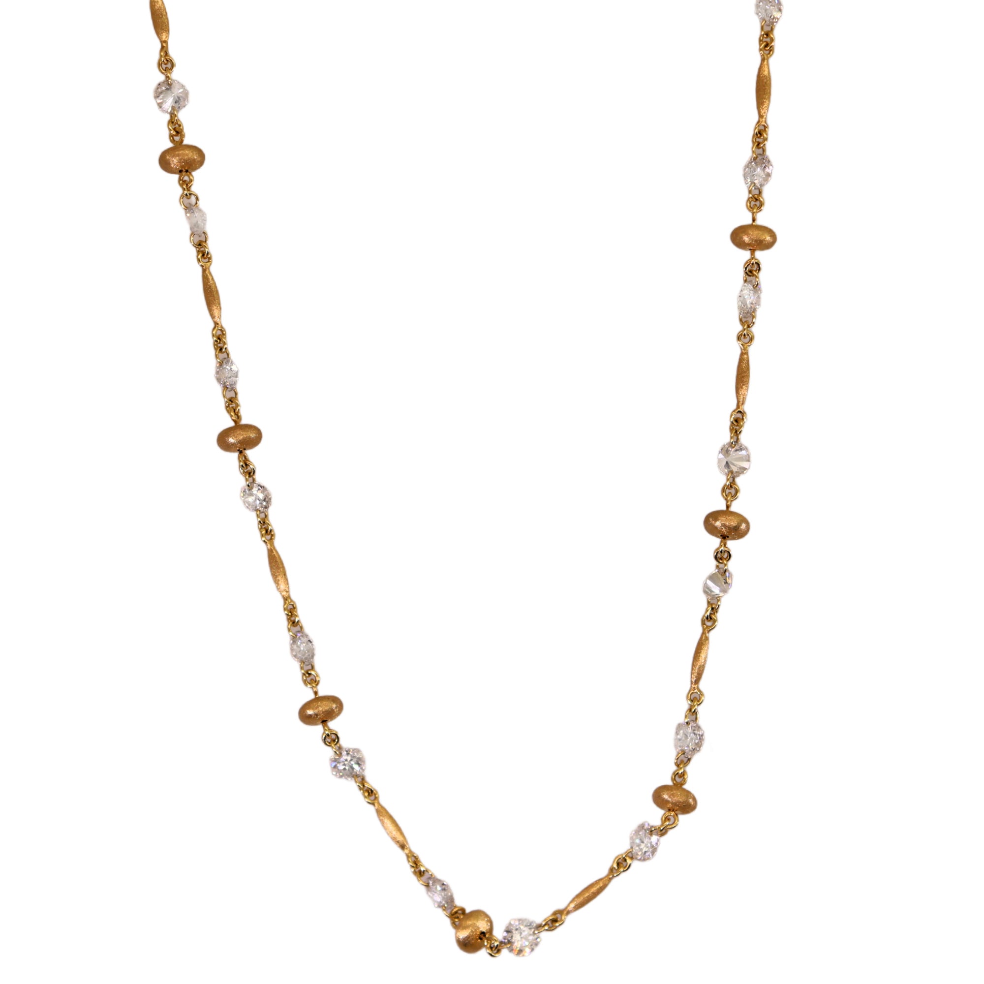 Gold Nugget & Drilled Diamond Necklace