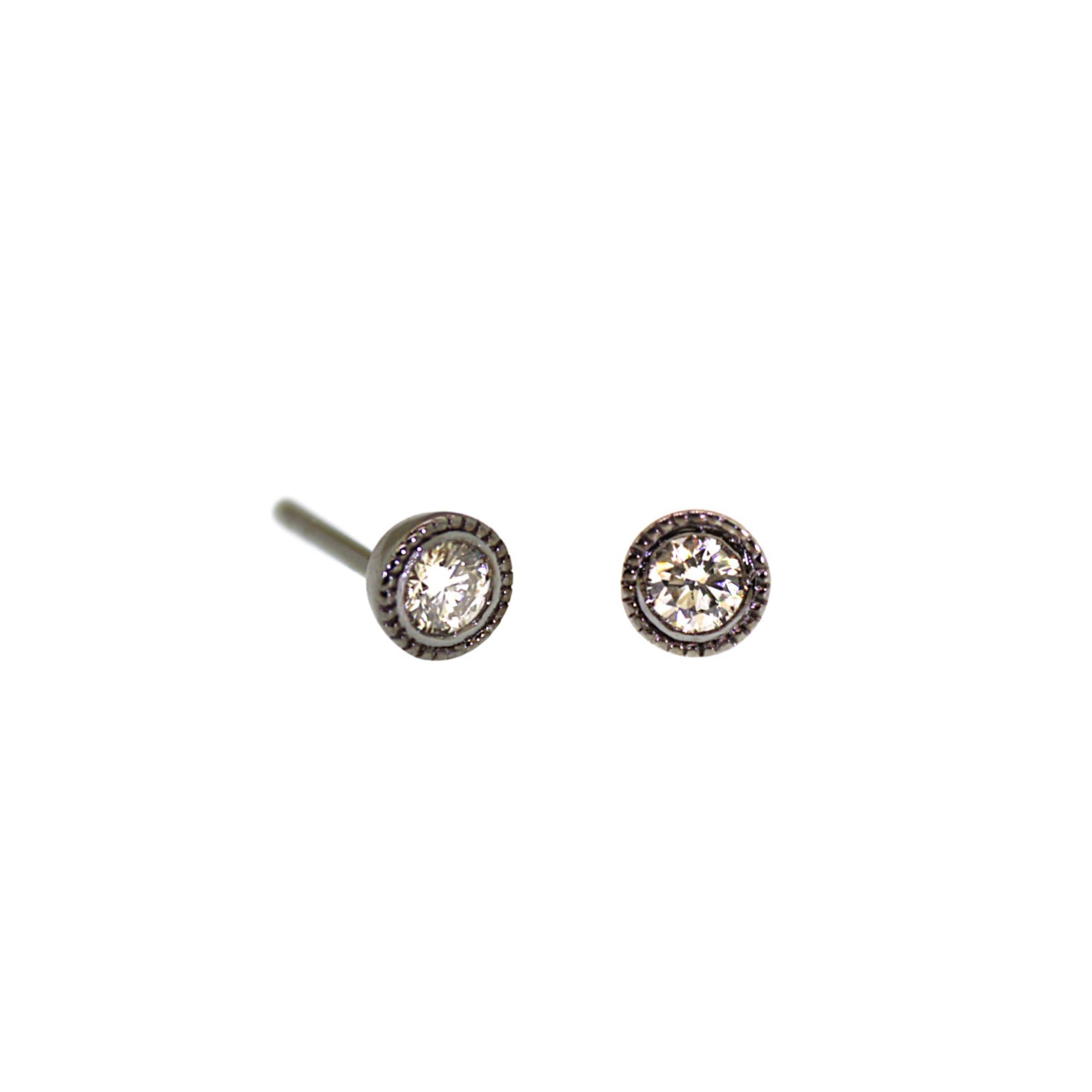 Silver Bezeled Diamond Studs