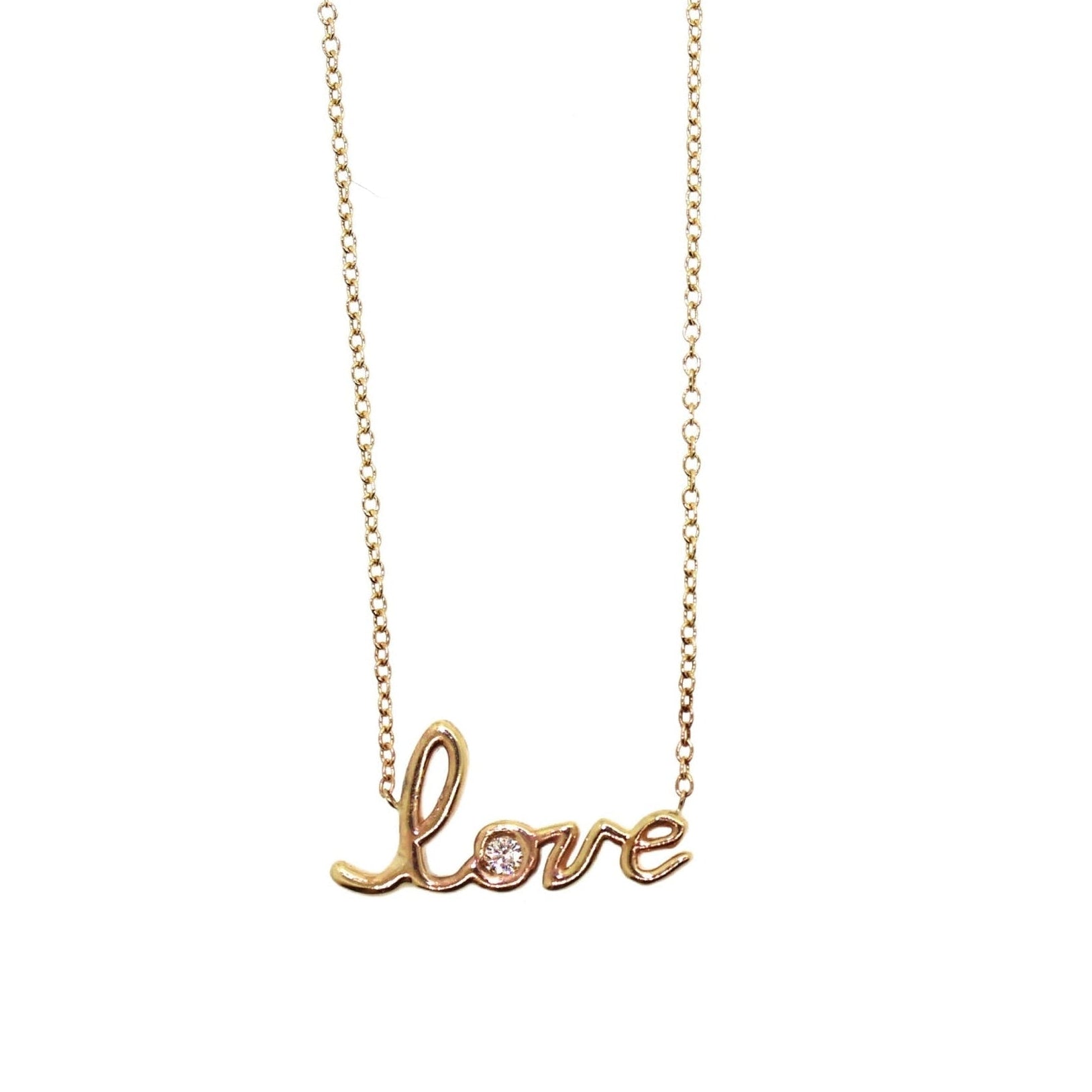 Cursive Love Single Diamond Necklace