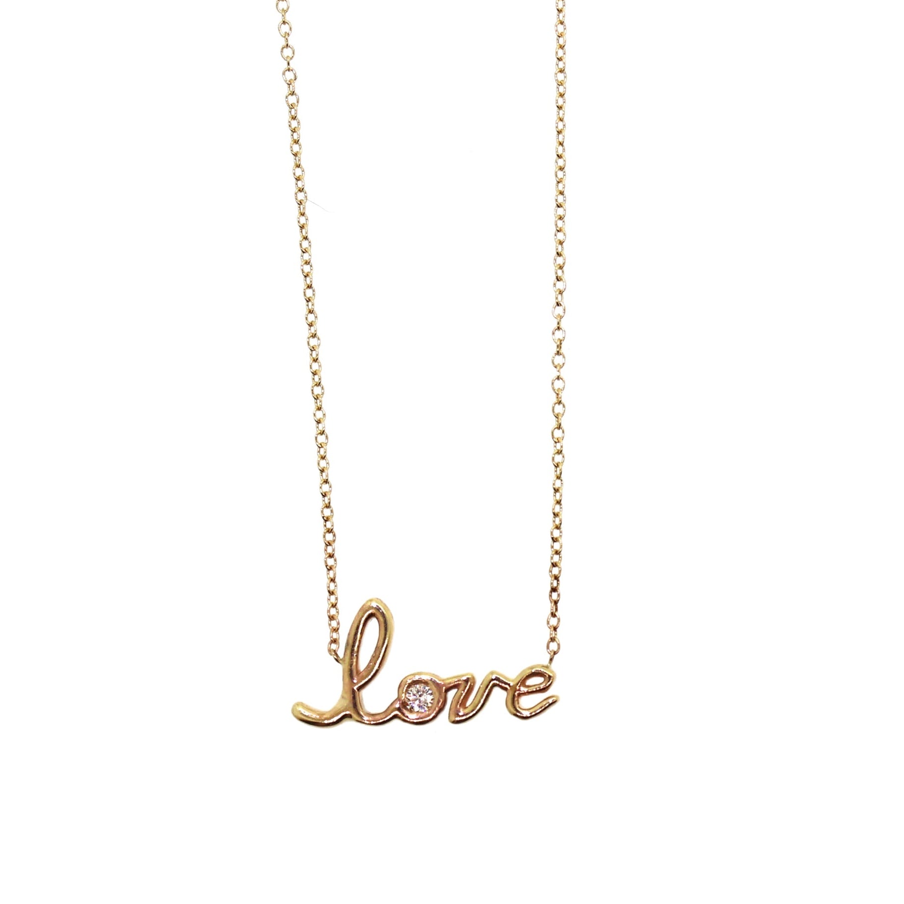 Cursive Love Single Diamond Necklace