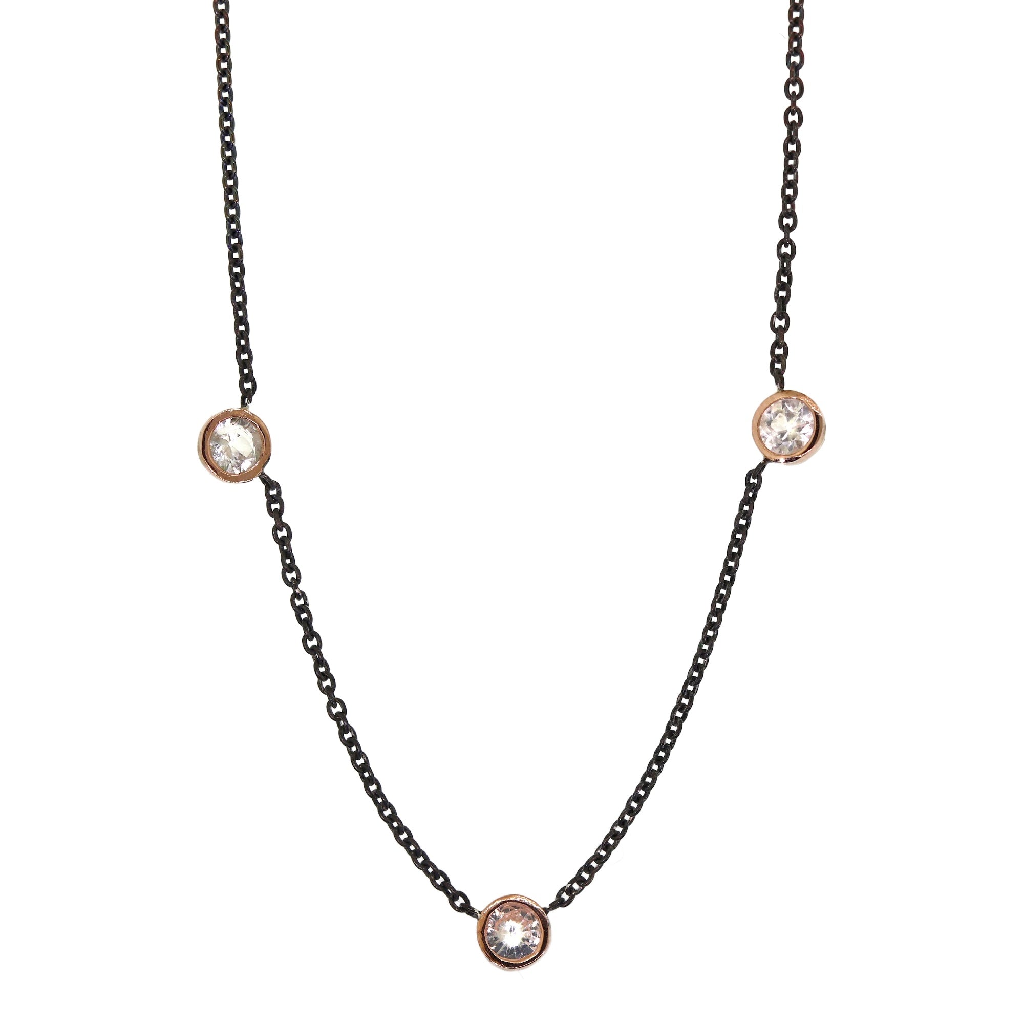 Triple White Sapphire Necklace