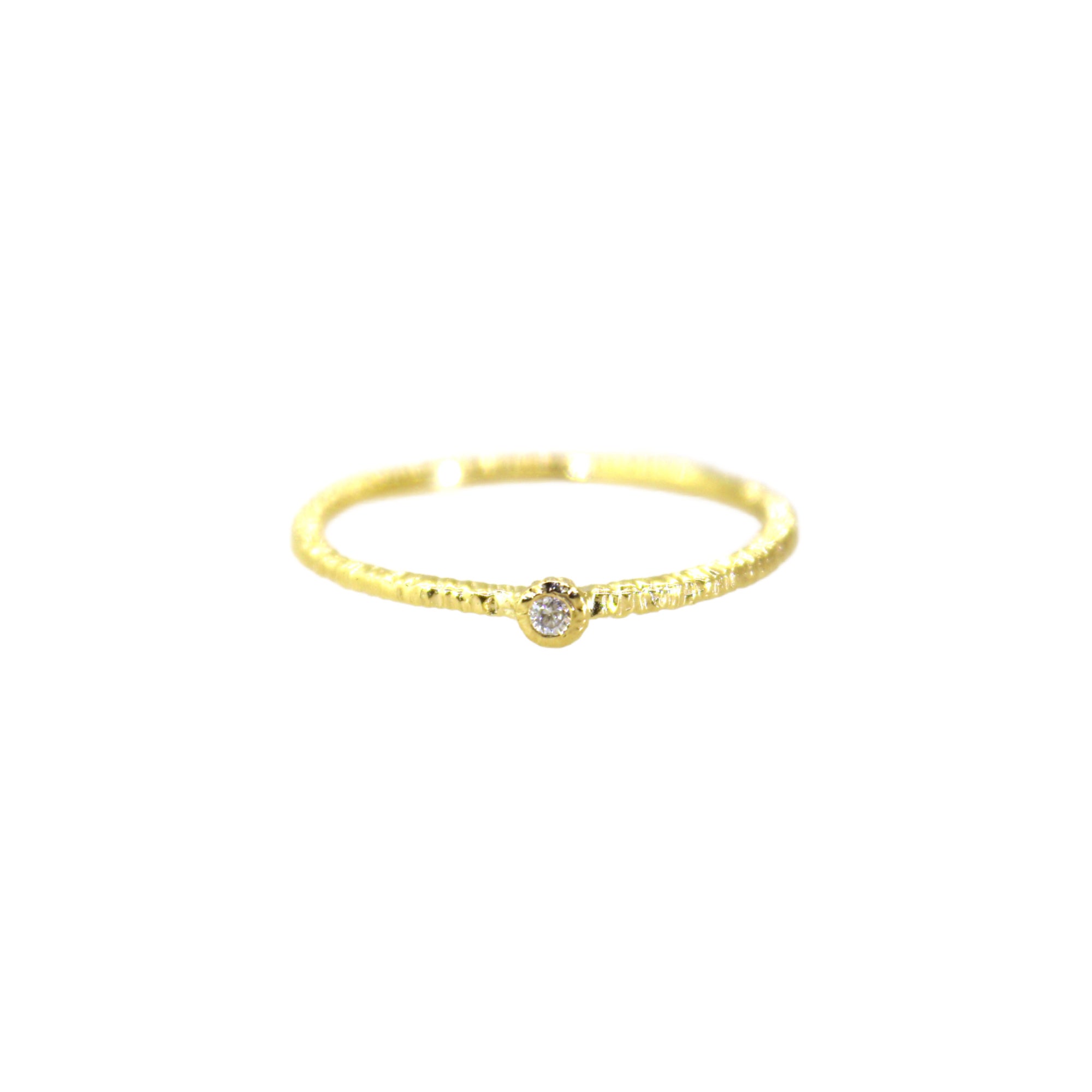 Etched Gold Bezeled Diamond Ring