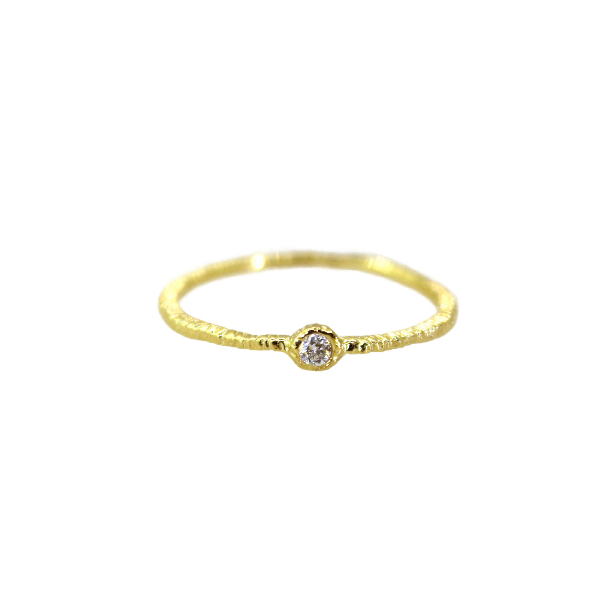 Gold Etched Bezeled Diamond Ring