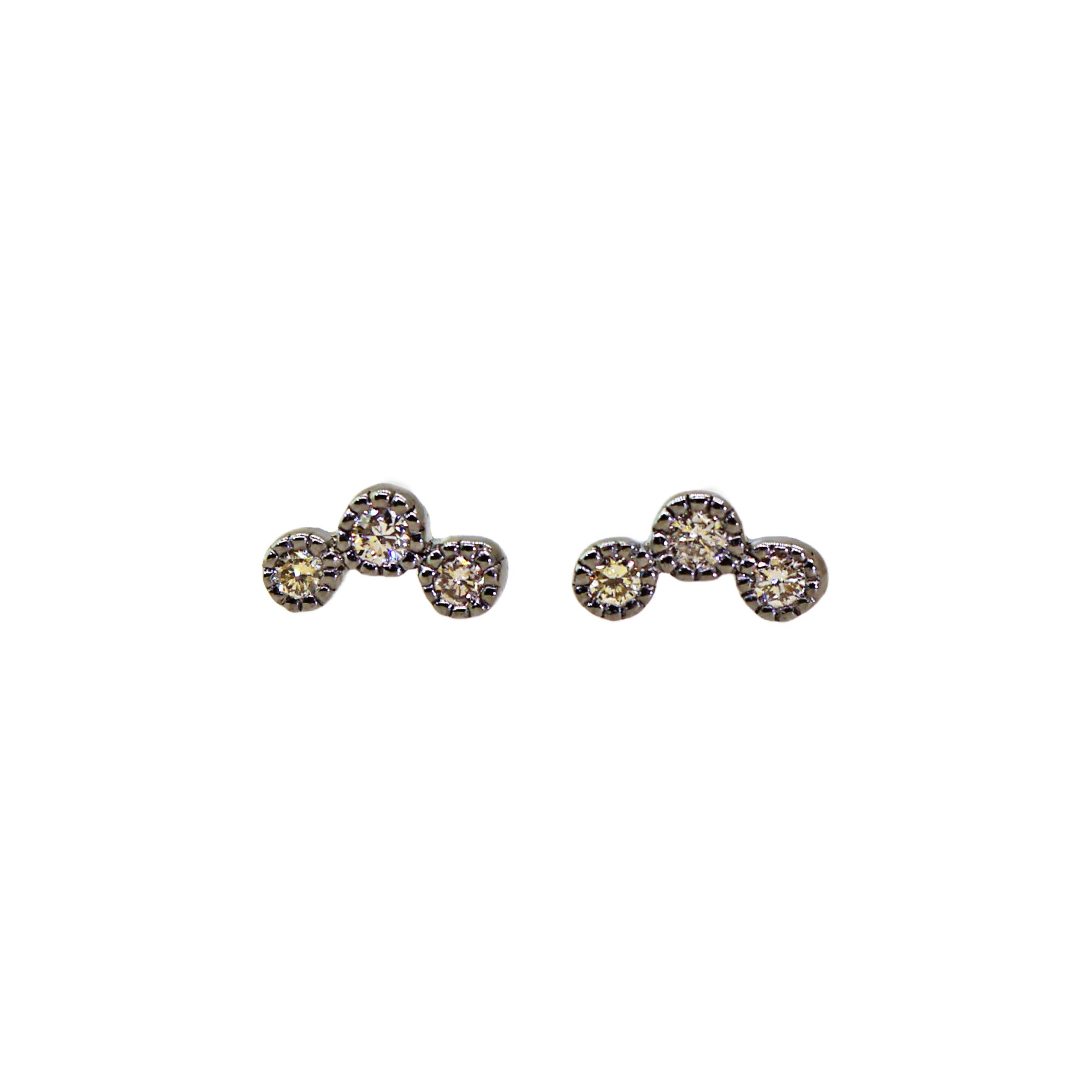 Silver Three Diamond Studs