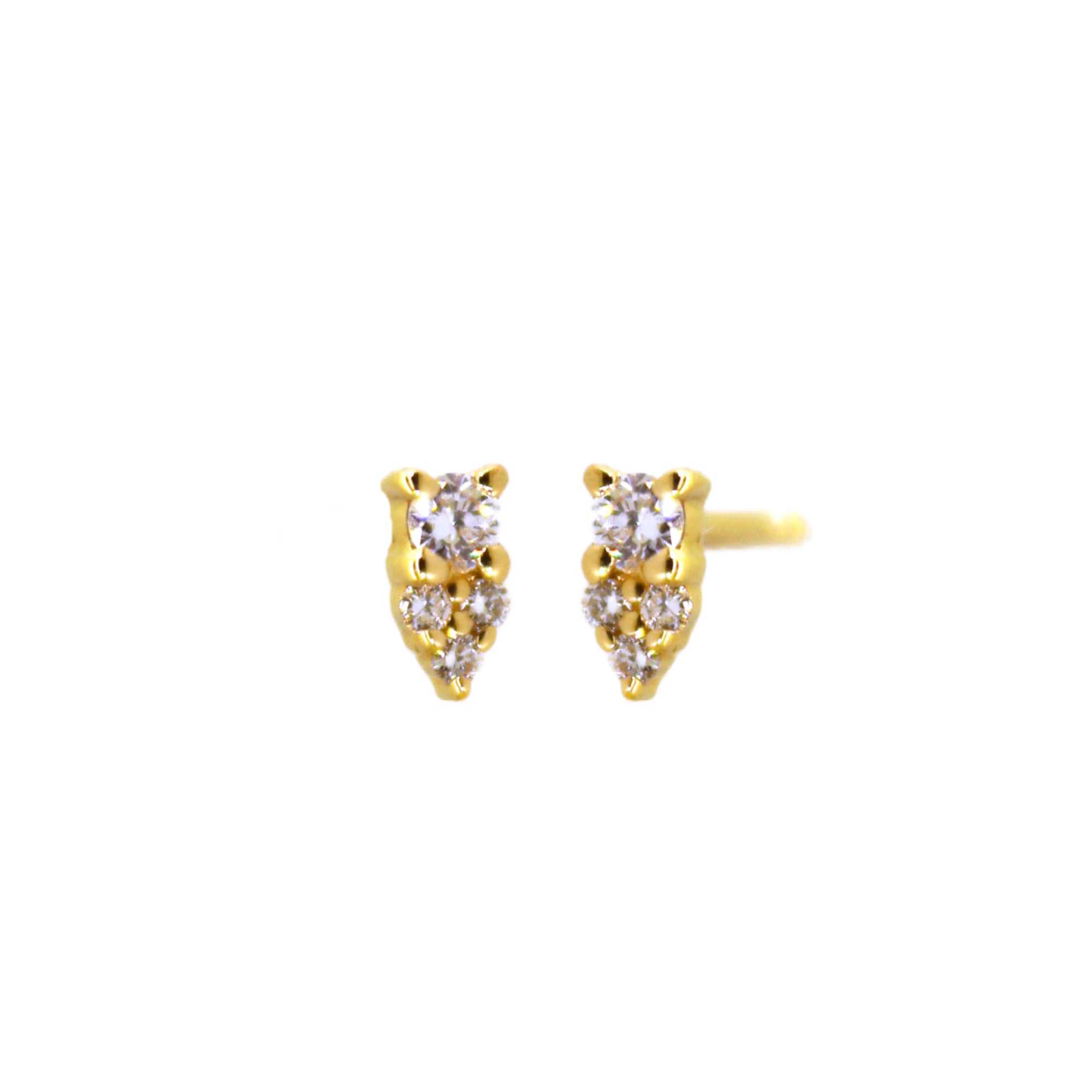 Gold 4 Diamond Spike Studs