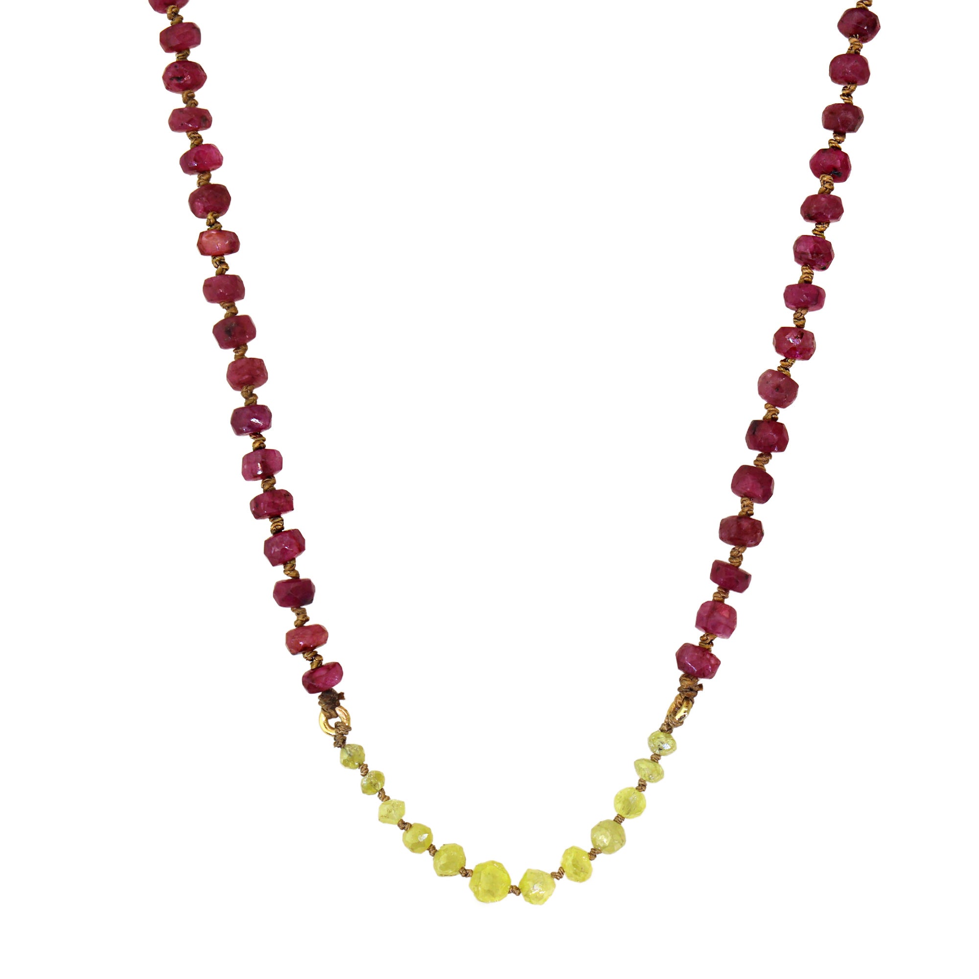 Yellow Diamond & Ruby Silk Necklace