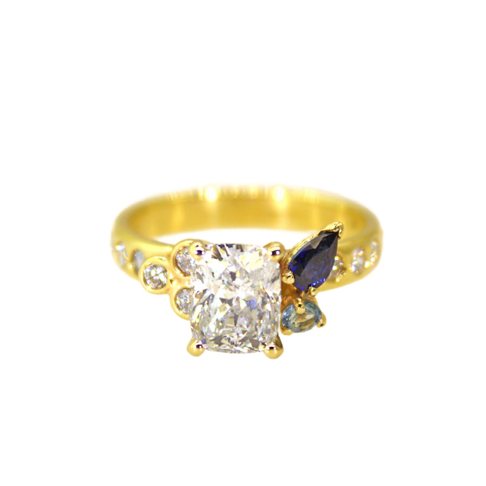 Diamond & Gemstone Prong Set Engagement Ring