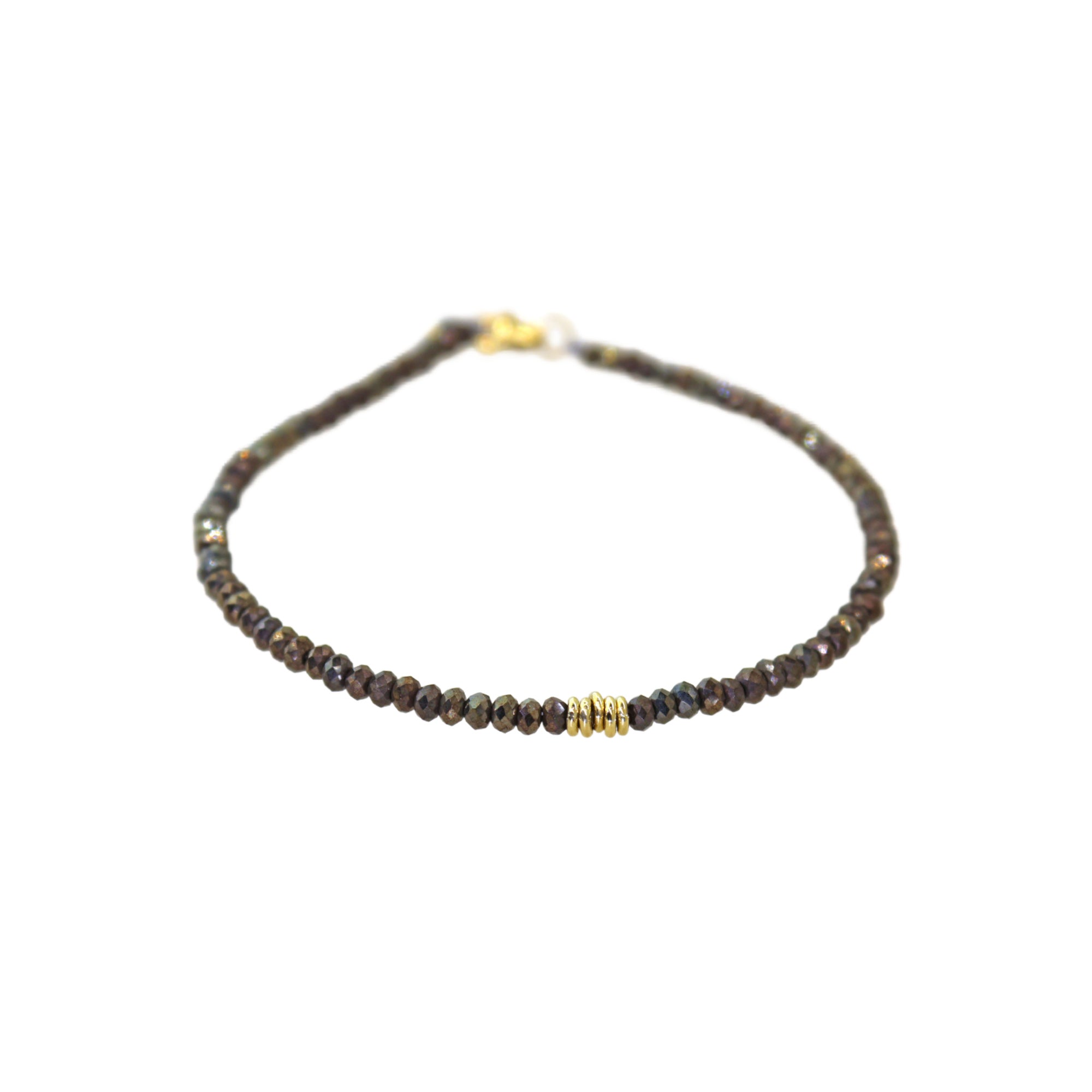 Metallic Pyrite & 5 Gold Ring Bracelet