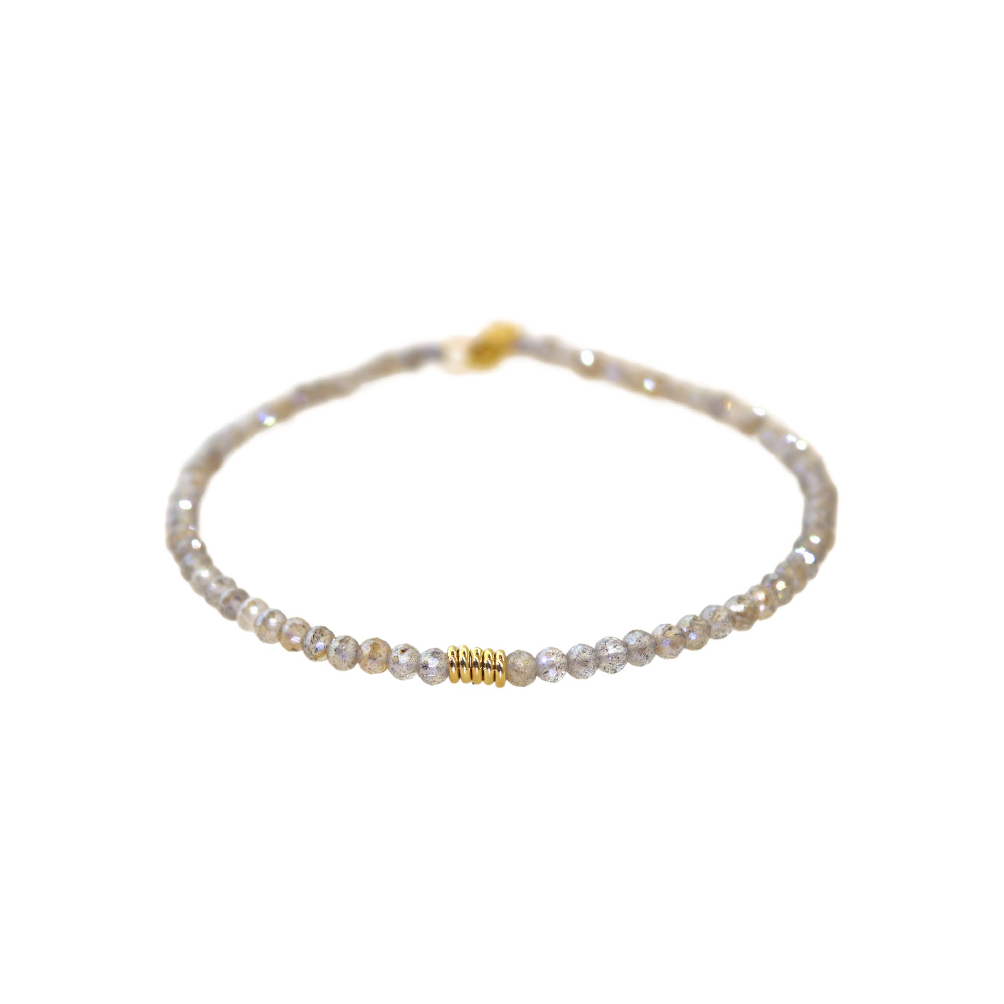 Mystic Labradorite & 5 Gold Ring Braclets