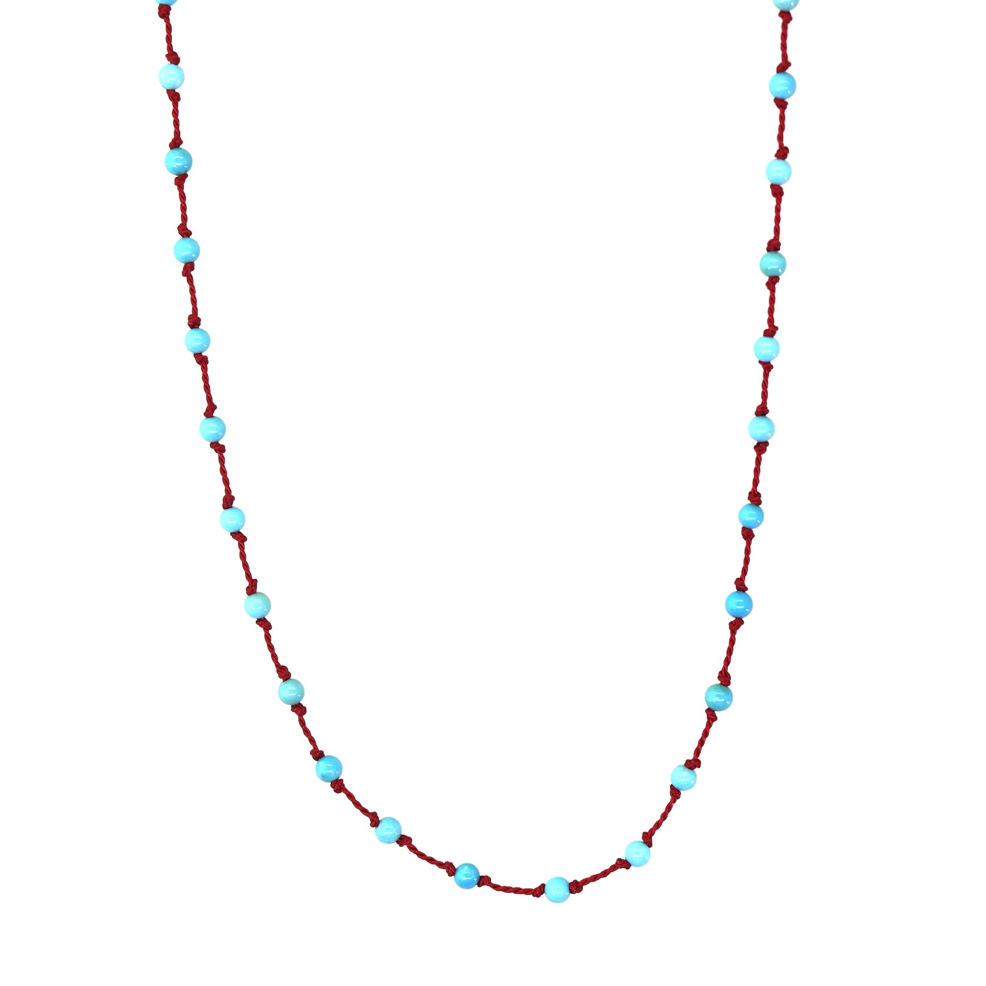 Turquoise & Red Silk Necklace