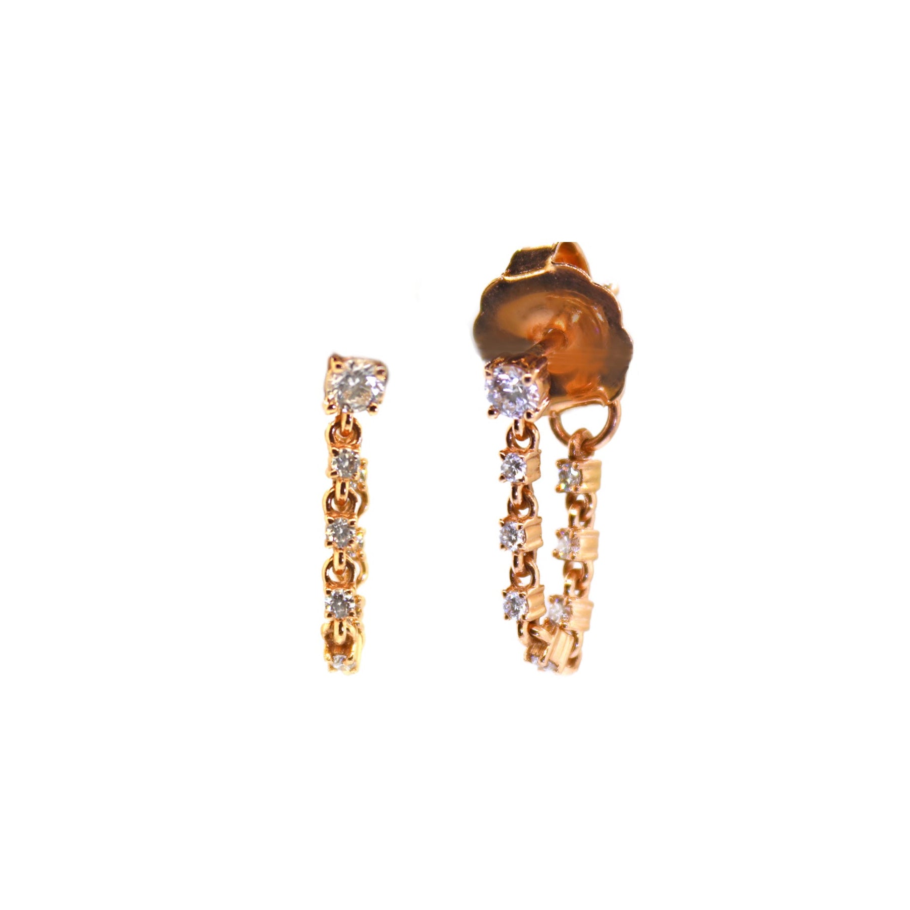 Rose Gold Inside Out Diamond Chain Earrings