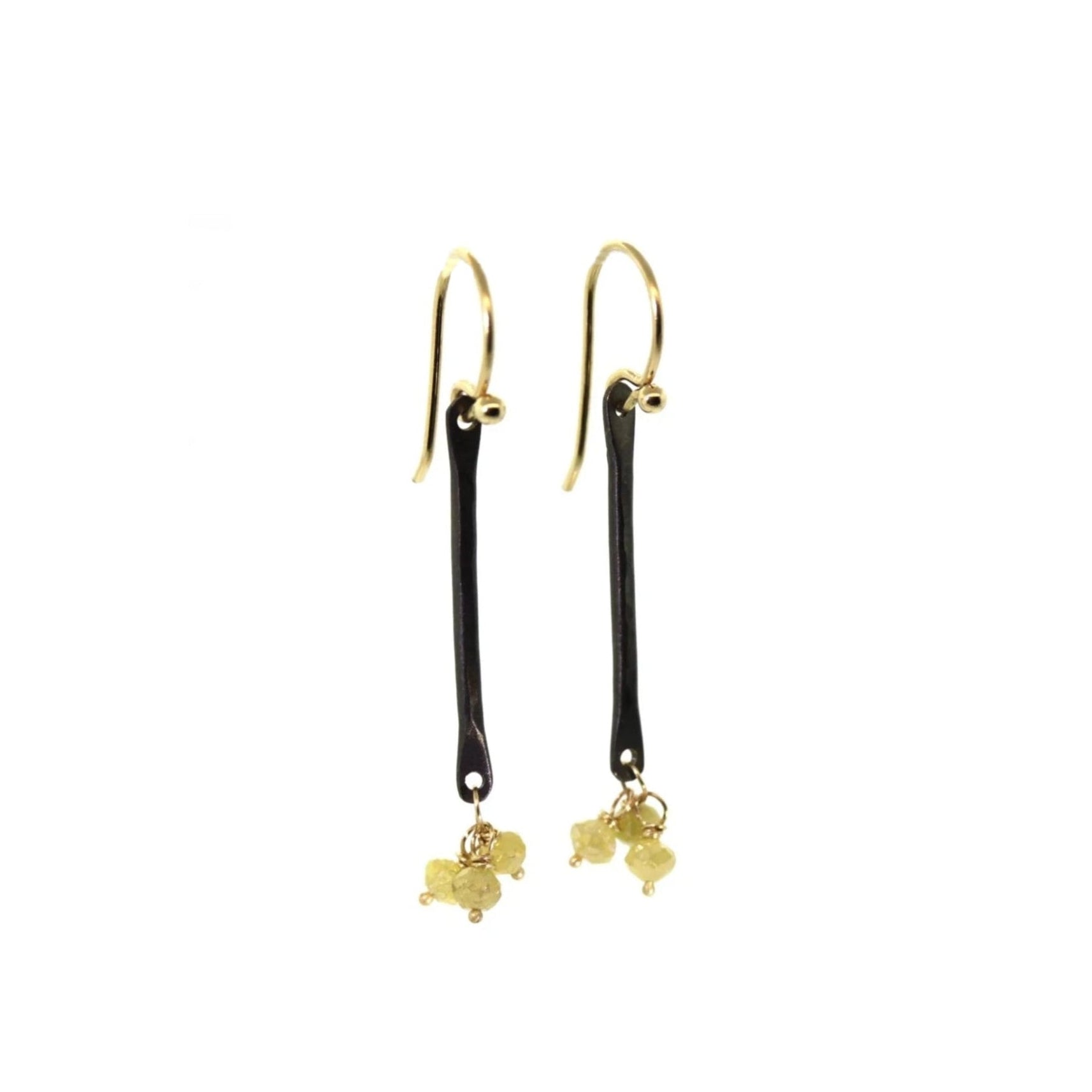 Yellow Raw Diamond Dangle & Bar Earrings