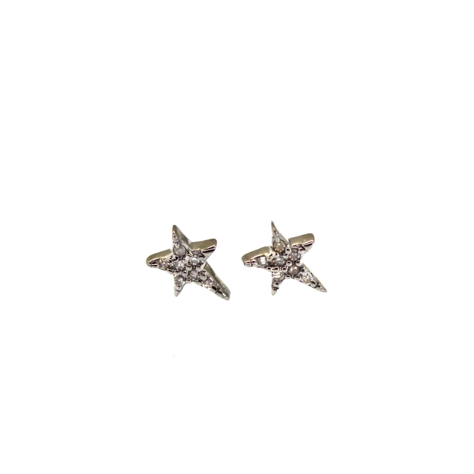 Modern Pave Diamond Star Earrings