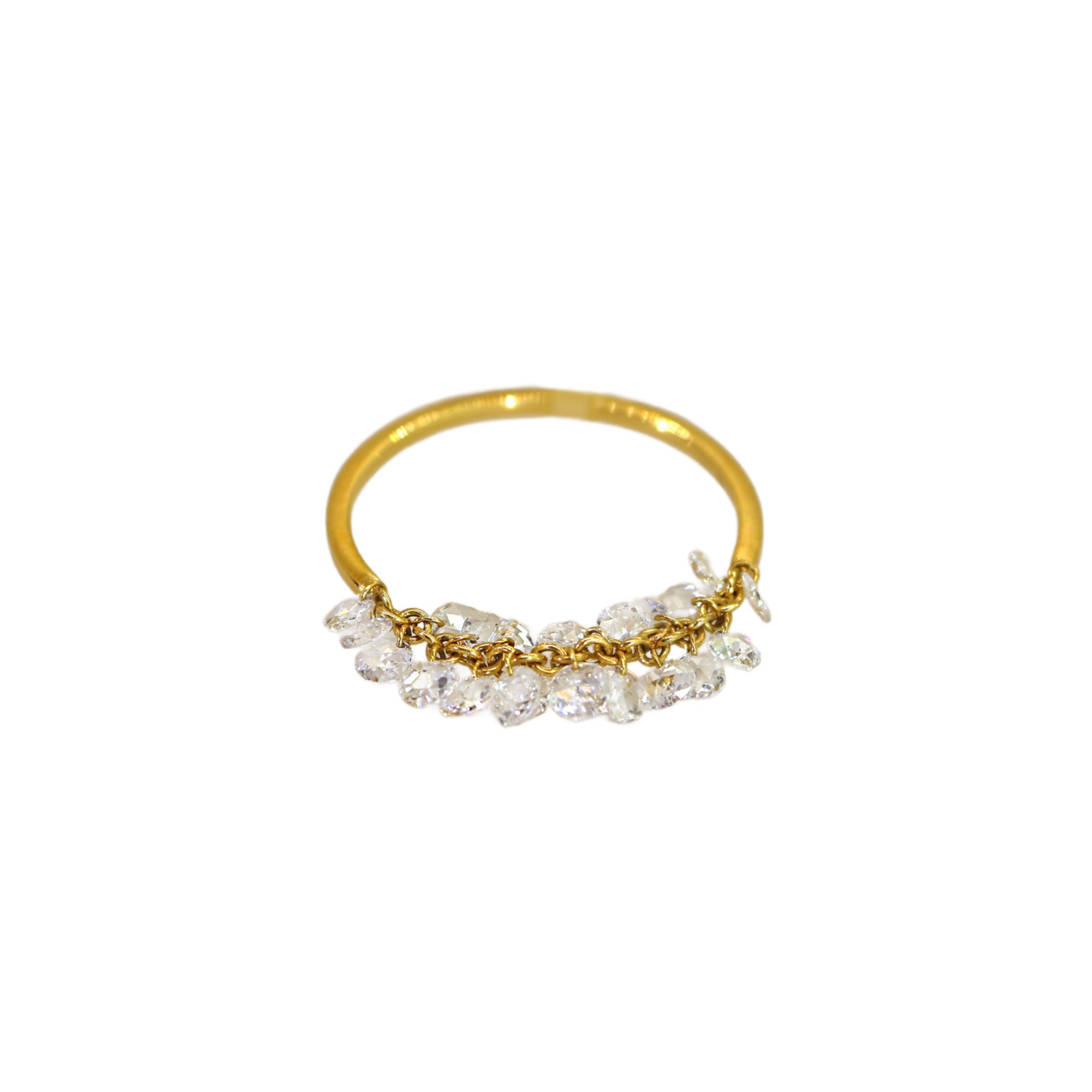 Drilled Diamond Dangle Chain Ring